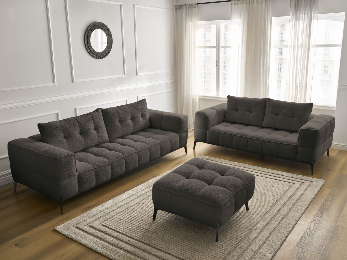 Bobochic Anis Sofa 5-Sitzer mit Pouf Bouclé-Stoff Braun