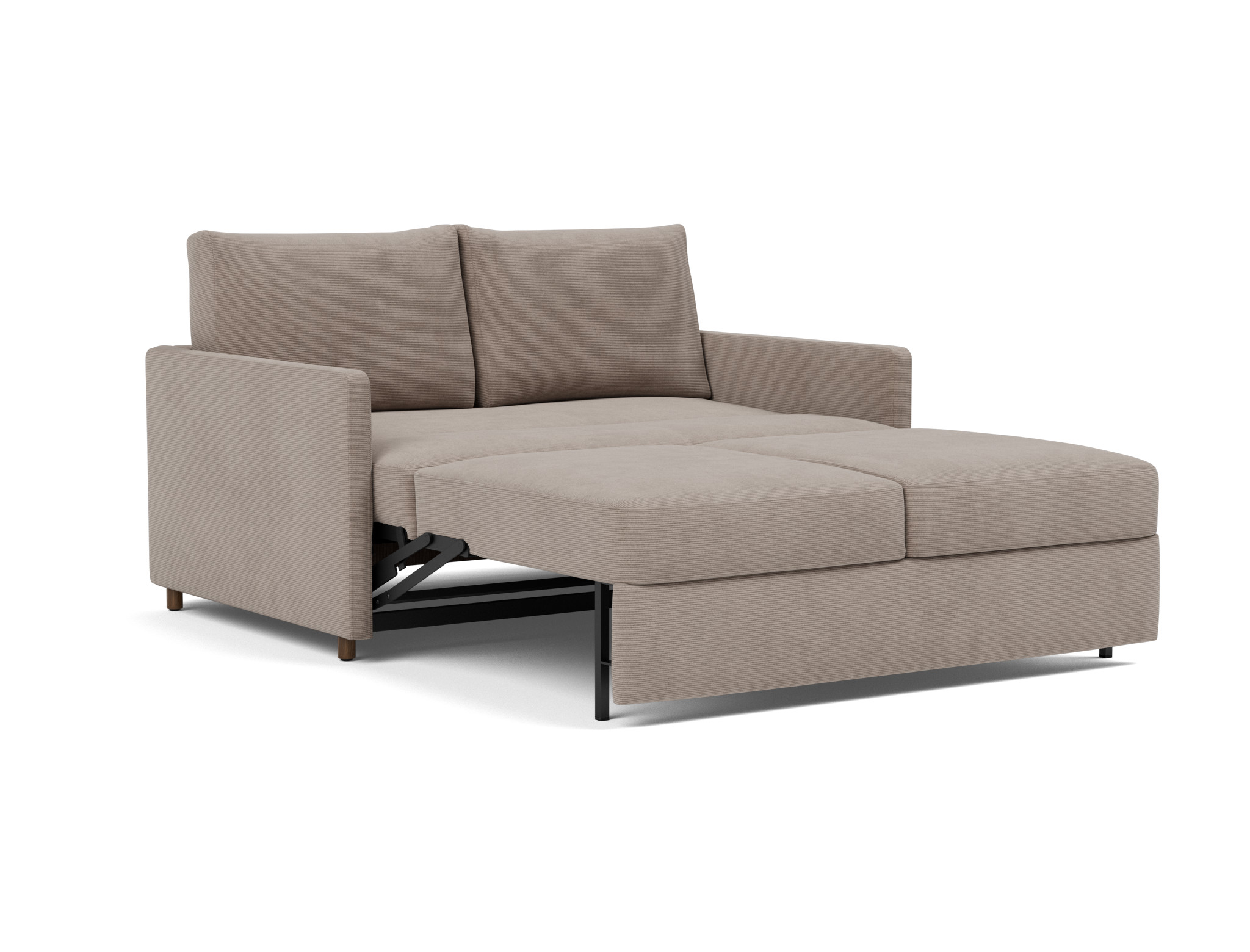 Schlafsofa Neah mit Slim-Armlehnen 140 Kord Cordufine 318-Beige