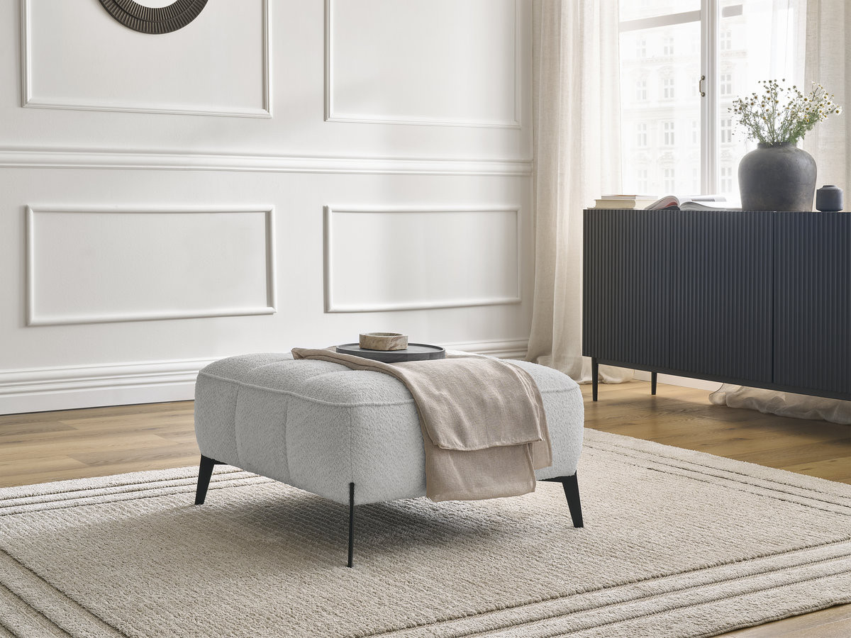 Bobochic Anis Pouf Bouclé-Stoff Hellgrau