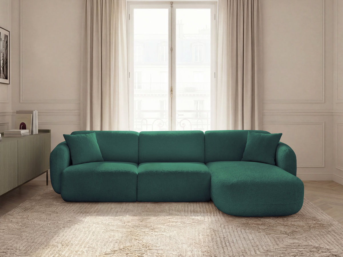 Bobochic Anda Ecksofa 292 × 163 cm Chenille Dunkelgrün Ecke rechts