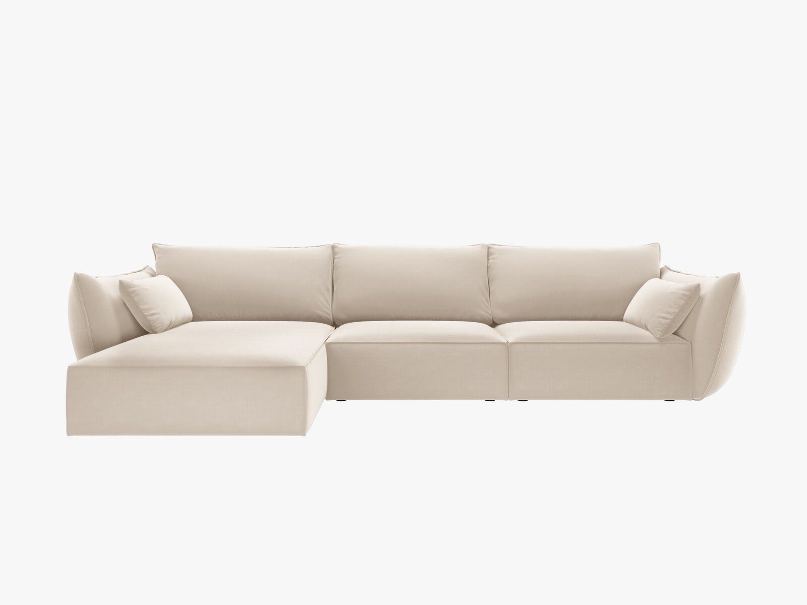 Micadoni Ecksofa Kaelle 4-Sitzer Links Samt Bluvel Helles Beige