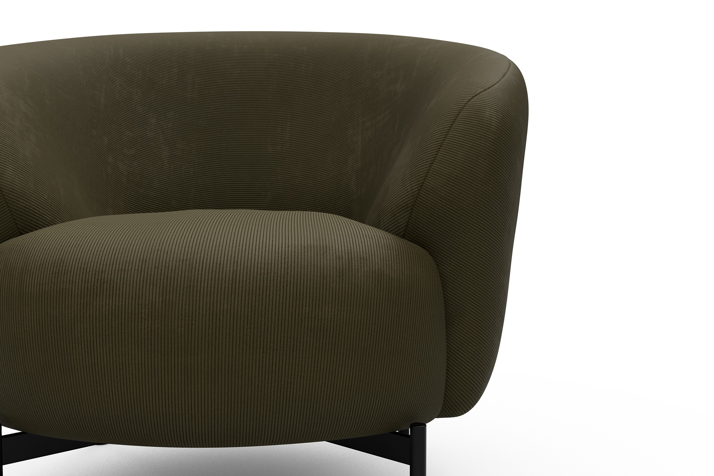 Sessel Ronda X-Metallgestell Schwarz Cordufine-Pine-Green