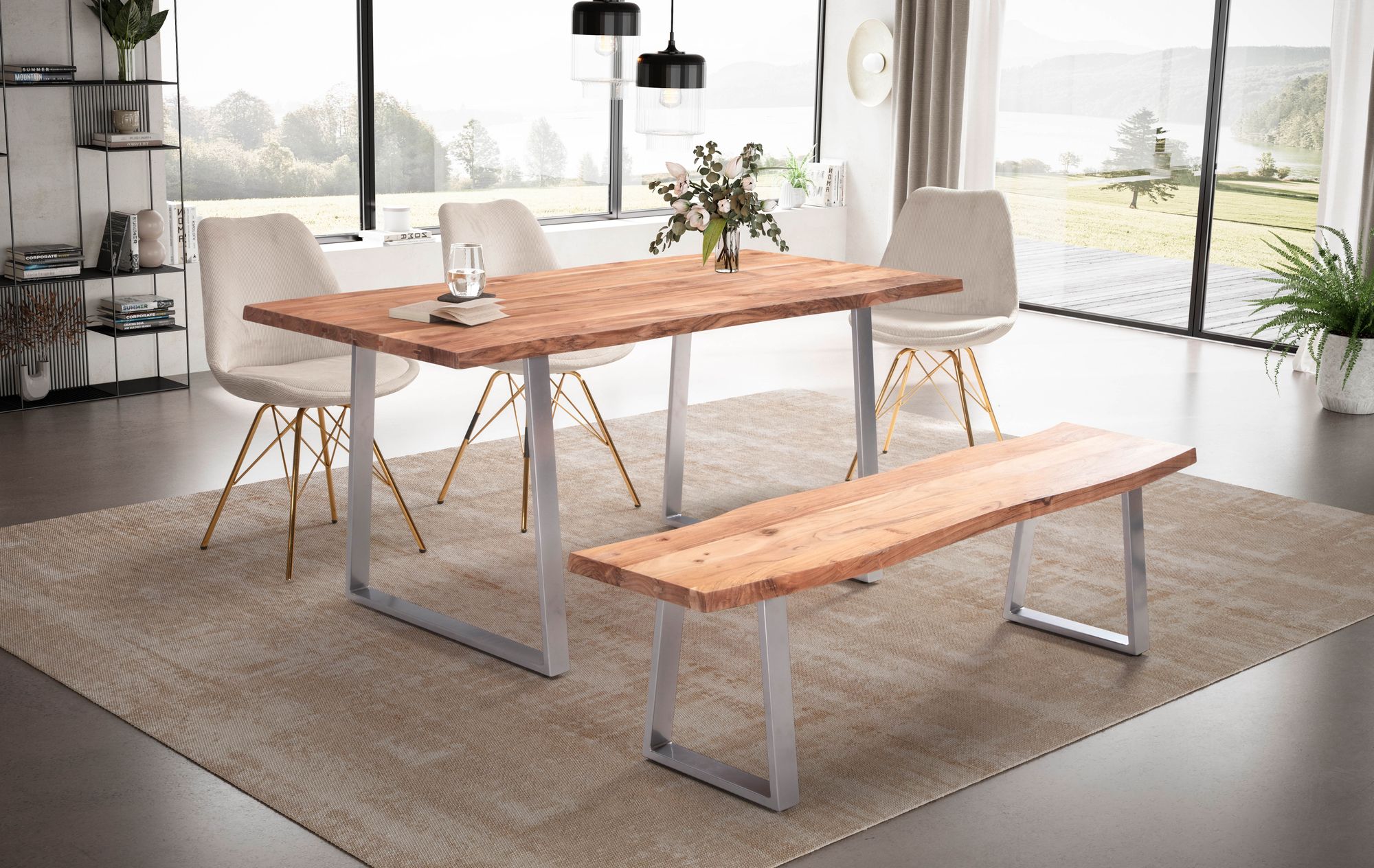 Baumkantentisch Kroken Akazie Massivholz 180 × 90 × 76 cm