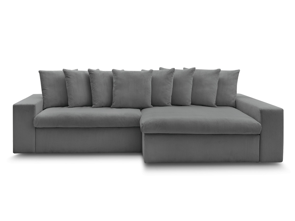 Bobochic Enore Ecksofa 330 × 157 cm Cordsamt Dunkelgrau Ecke rechts