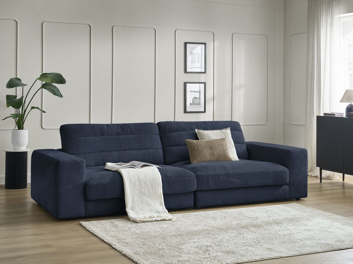 Bobochic Sierra Sofa 3-Sitzer Strukturstoff Dunkelblau