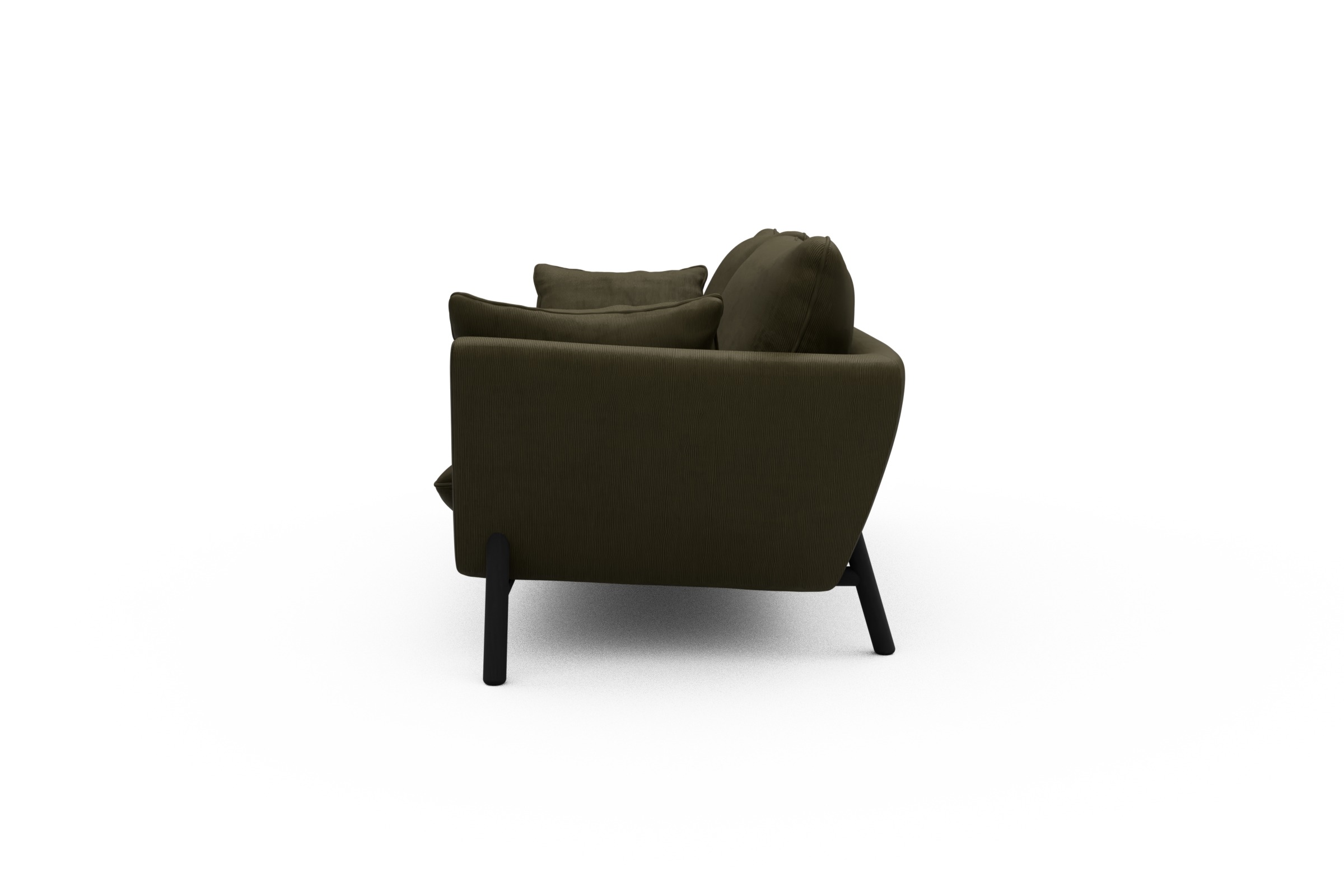 Sofa Emil 3-Sitzer Beinfarbe Eiche Schwarz Cordufine-Pine-Green
