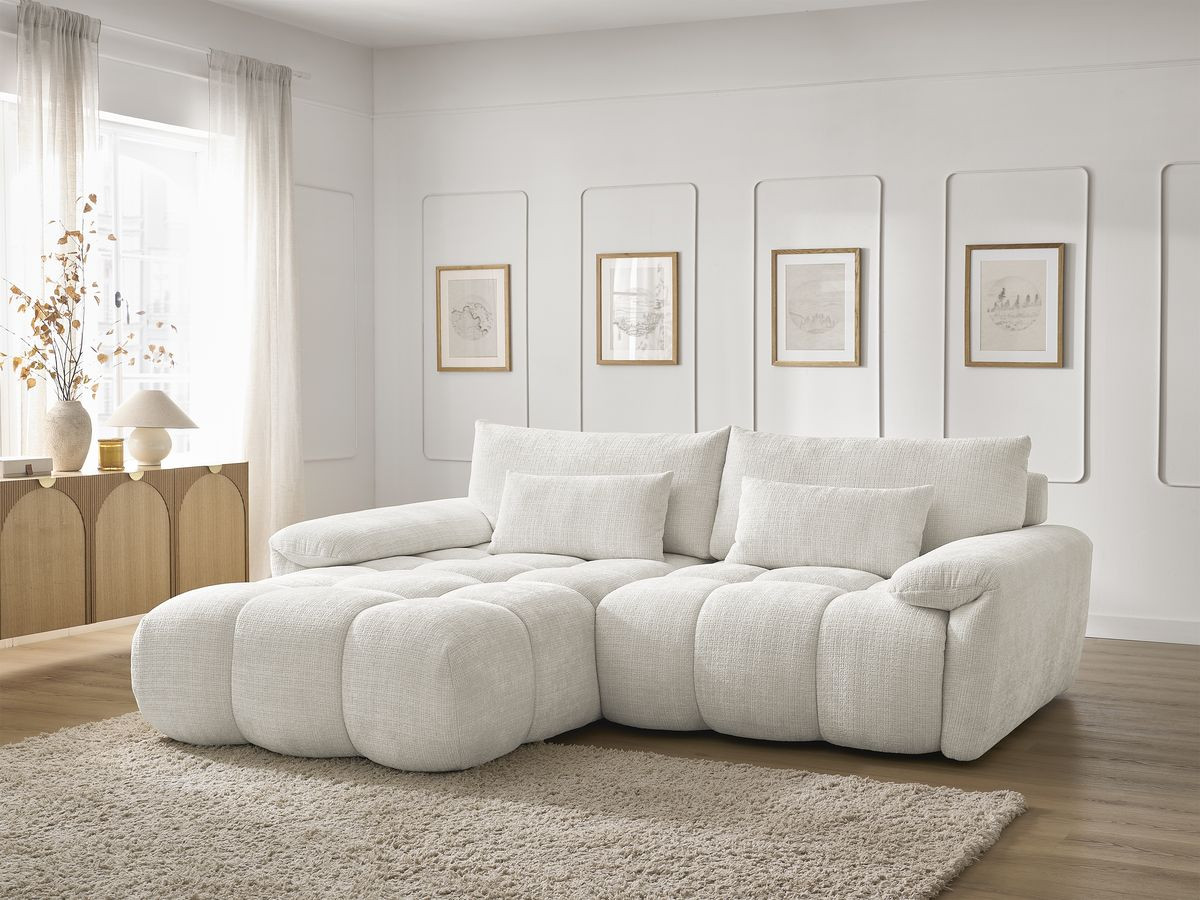 Bobochic Ivane Ecksofa Strukturstoff Weiß Ecke links