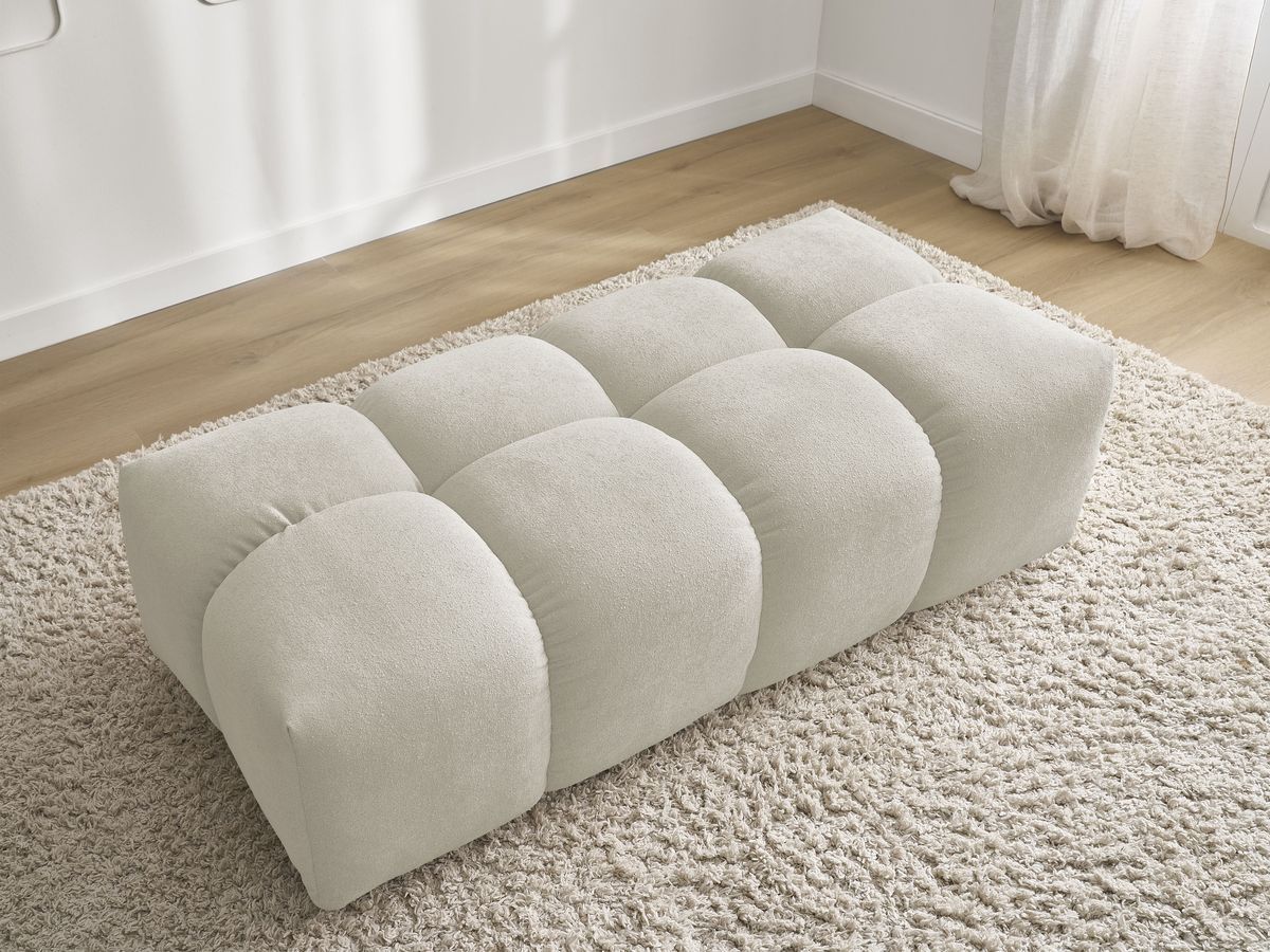 Bobochic Everest Pouf 140 × 70 cm Melange-Stoff Weiß
