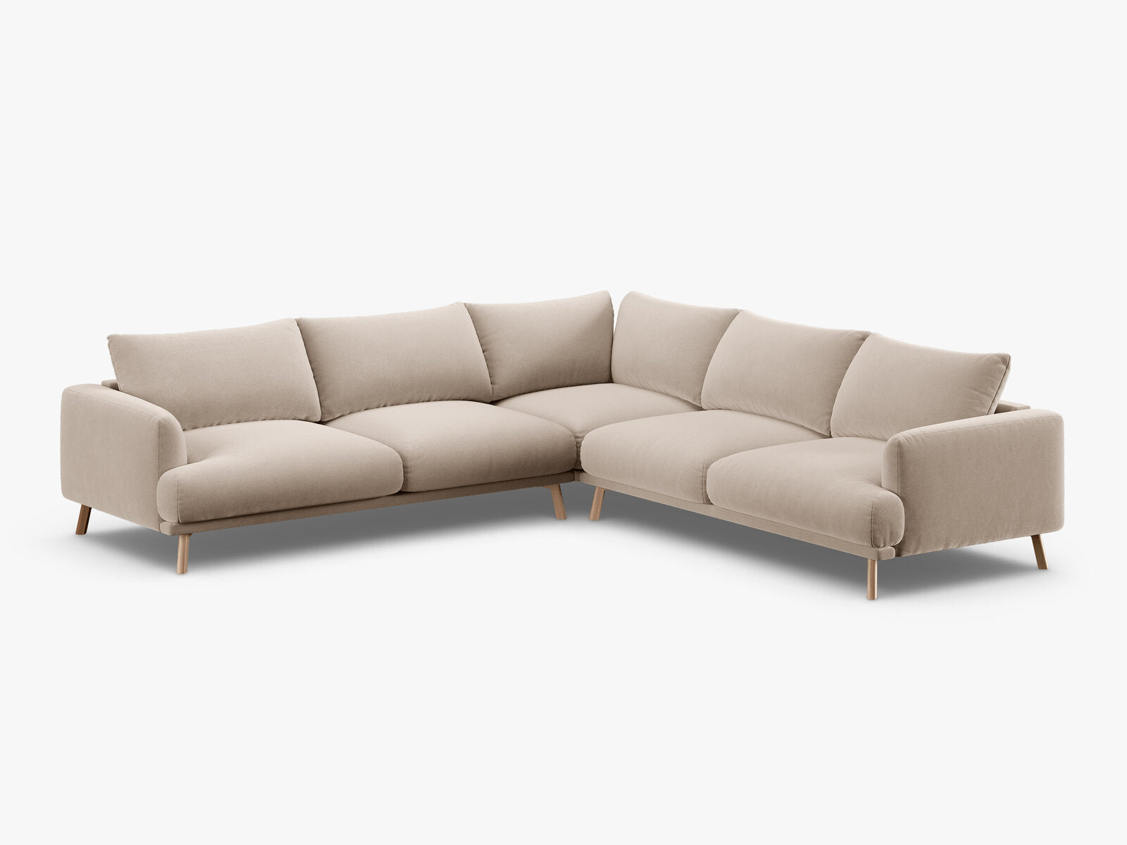 Micadoni symmetrisches Ecksofa Naomi 5-Sitzer Samt Salvador Beige