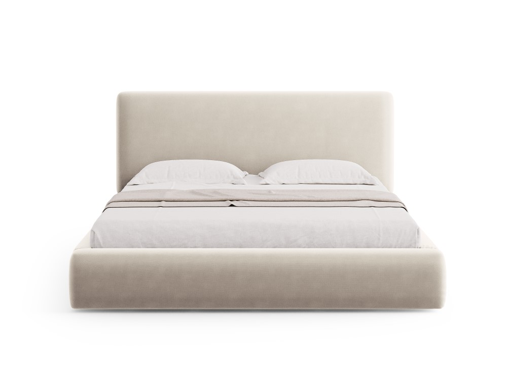 Cosmopolitan Design Stauraumbett mit Kopfteil Colonel 140x200 Samt Riviera Beige