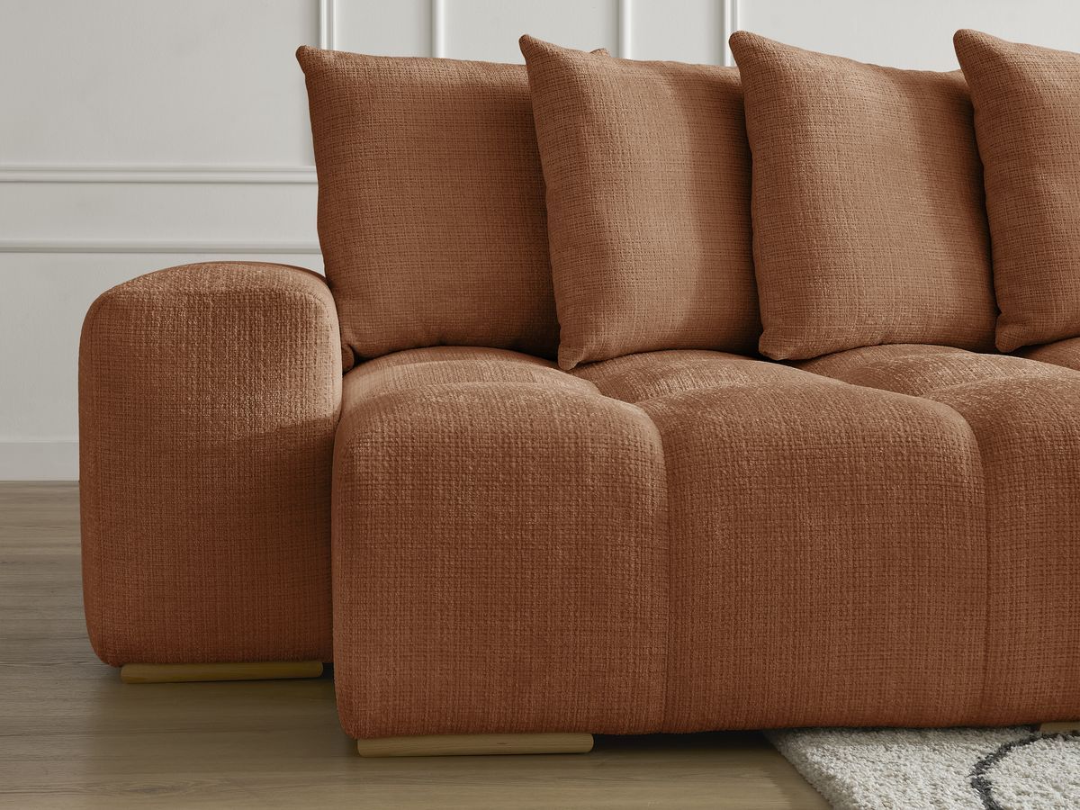 Bobochic Anakin Wohnlandschaft mit Pouf, 10 Kissen Strukturstoff Orange