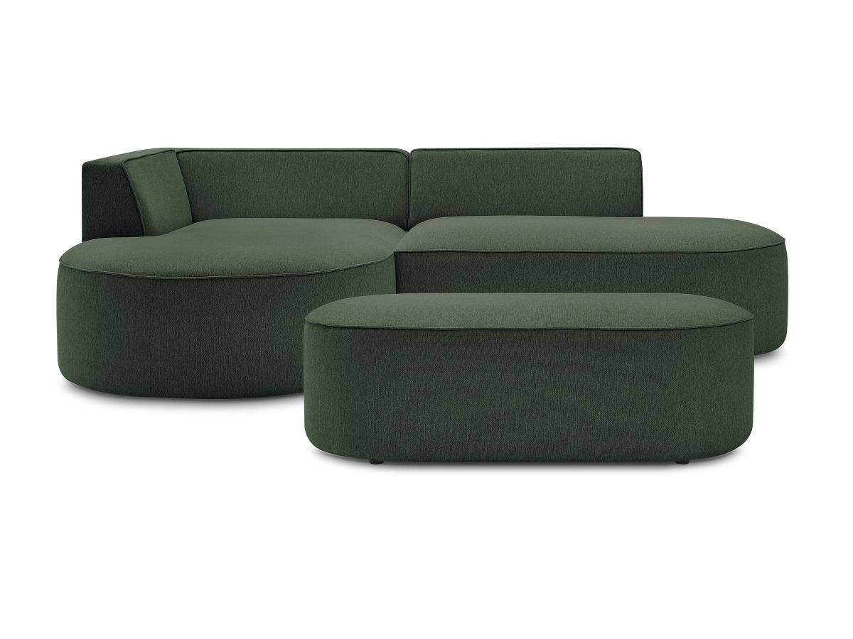 Bobochic Rousseau Ecksofa mit Pouf Melange-Stoff Grün Ecke links