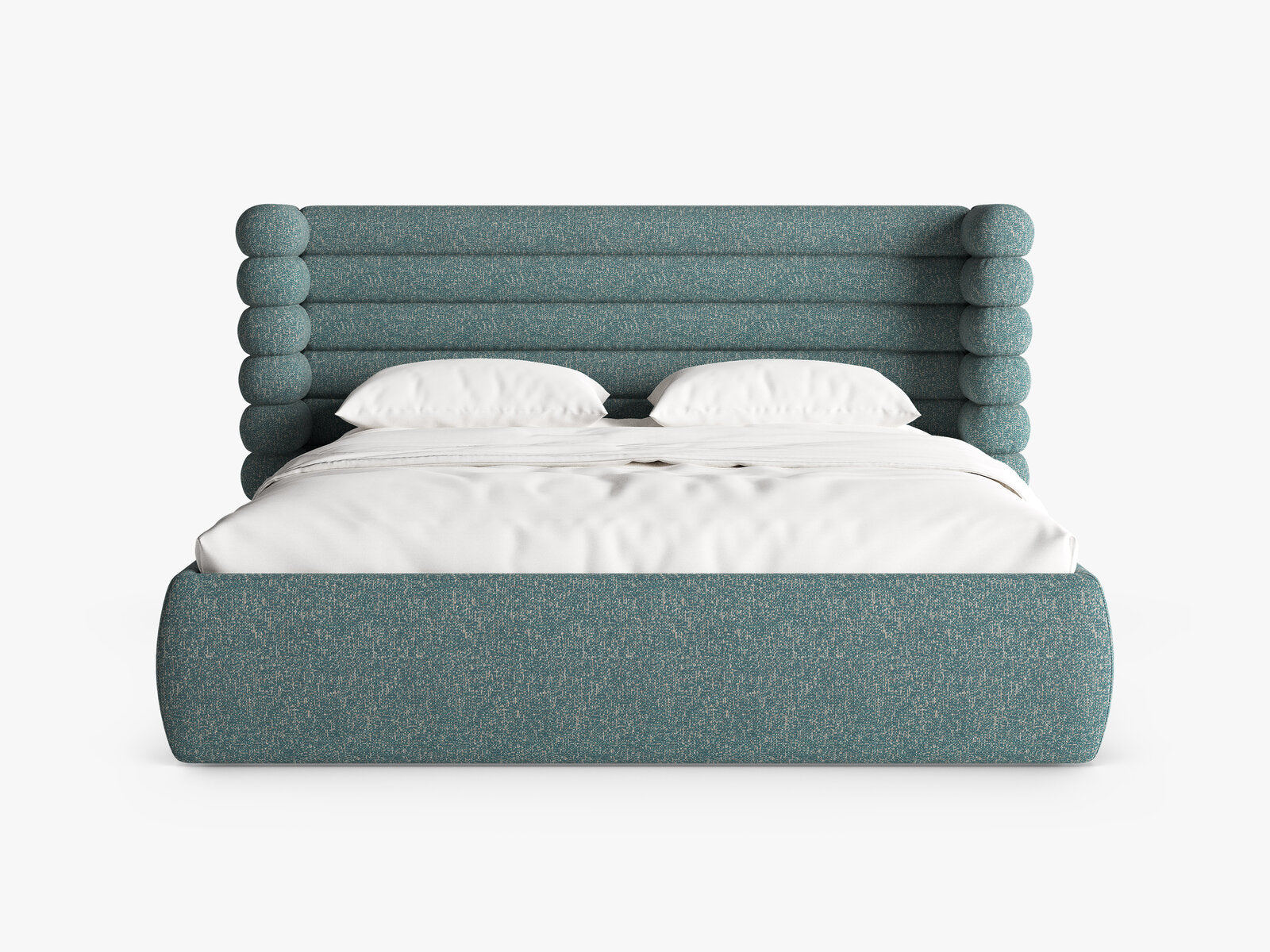 Micadoni Stauraumbett mit Kopfteil Mount Strukturierter Stoff Puente Blau Melange 160x200