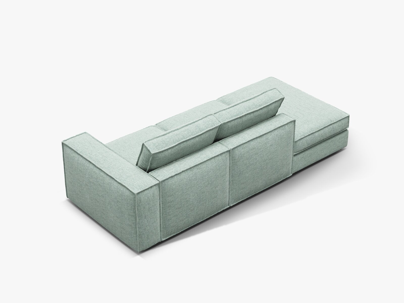 Micadoni modulares offenes Sofa Pola 3-Sitzer Links Strukturierter Stoff Babel Minze