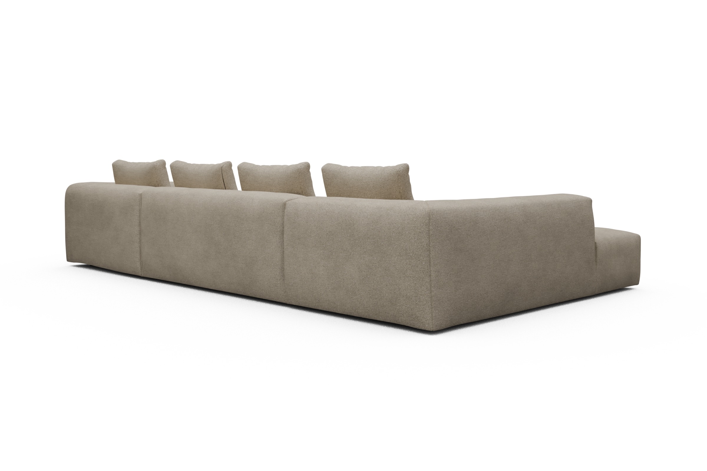 Wohnlandschaft Fred Relax-Ecke links mit 2-Sitzer und Chaiselongue rechts Boucle-Belge