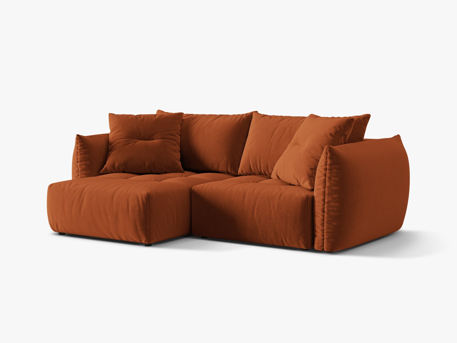Micadoni Bloom Ecksofa 3-Sitzer mit Schlaffunktion Links Samt Casino Terrakotta