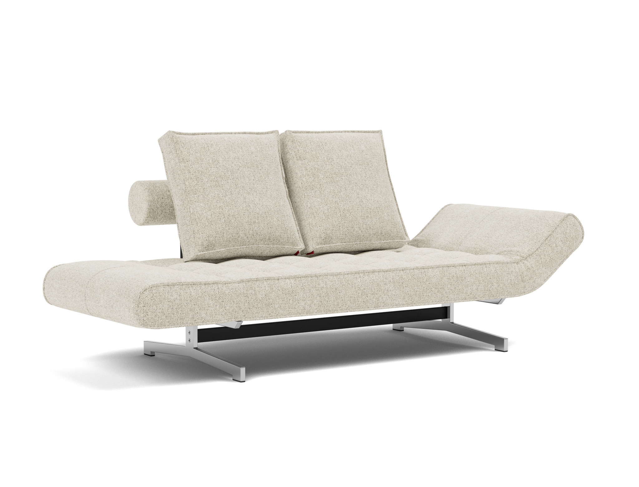 Tagesbett Ghia Strukturierter Stoff Taura 357-Off-White Beine Chrom