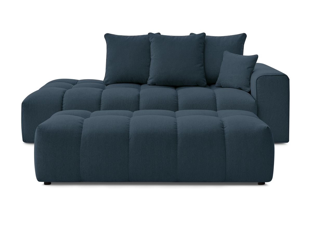 Bobochic Mont-blanc Sofa 5-Sitzer mit Pouf Melange-Stoff Dunkelblau Armlehne rechts