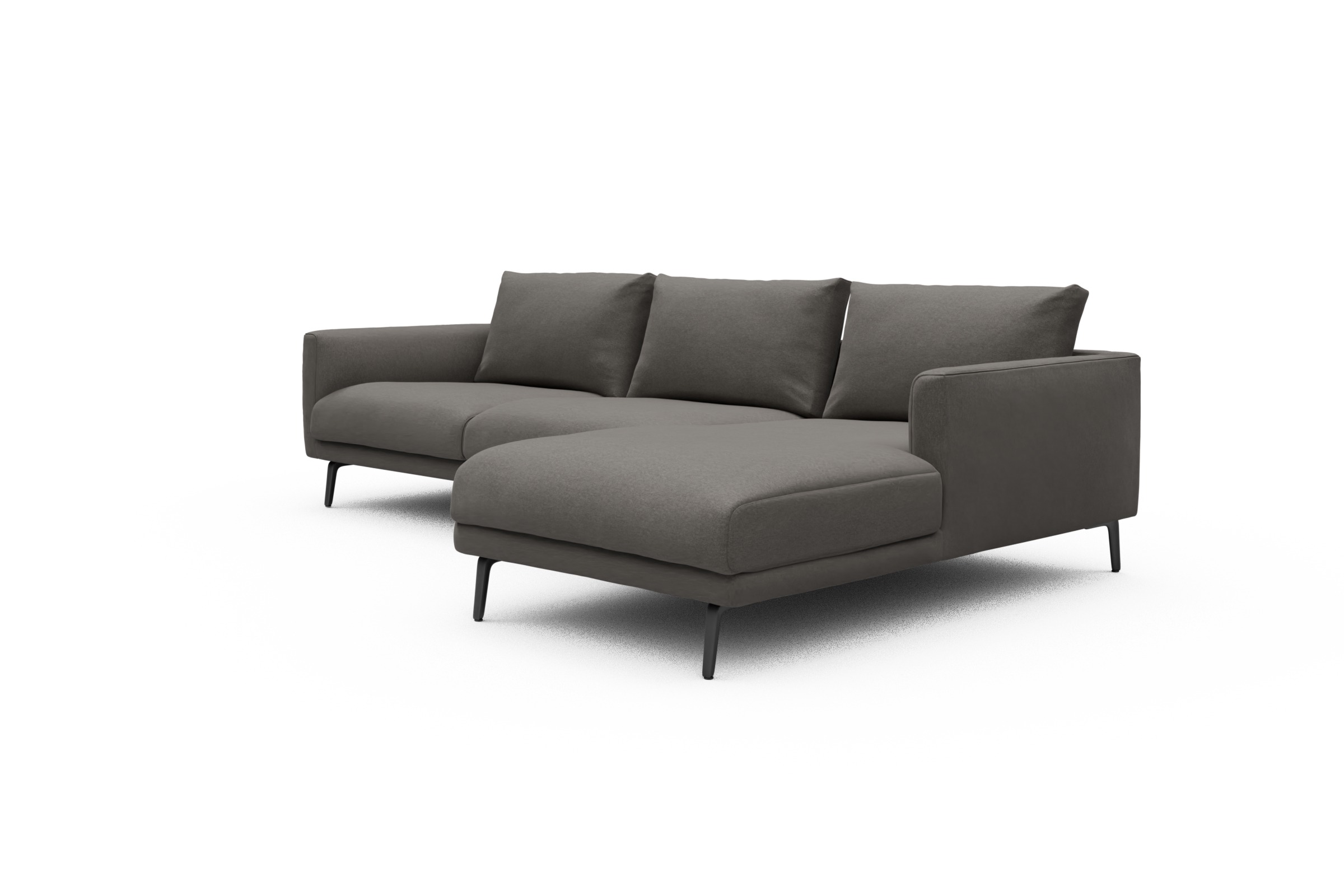 Ecksofa Karl Chaiselongue rechts mit 2,5-Sitzer Satya-Taupe