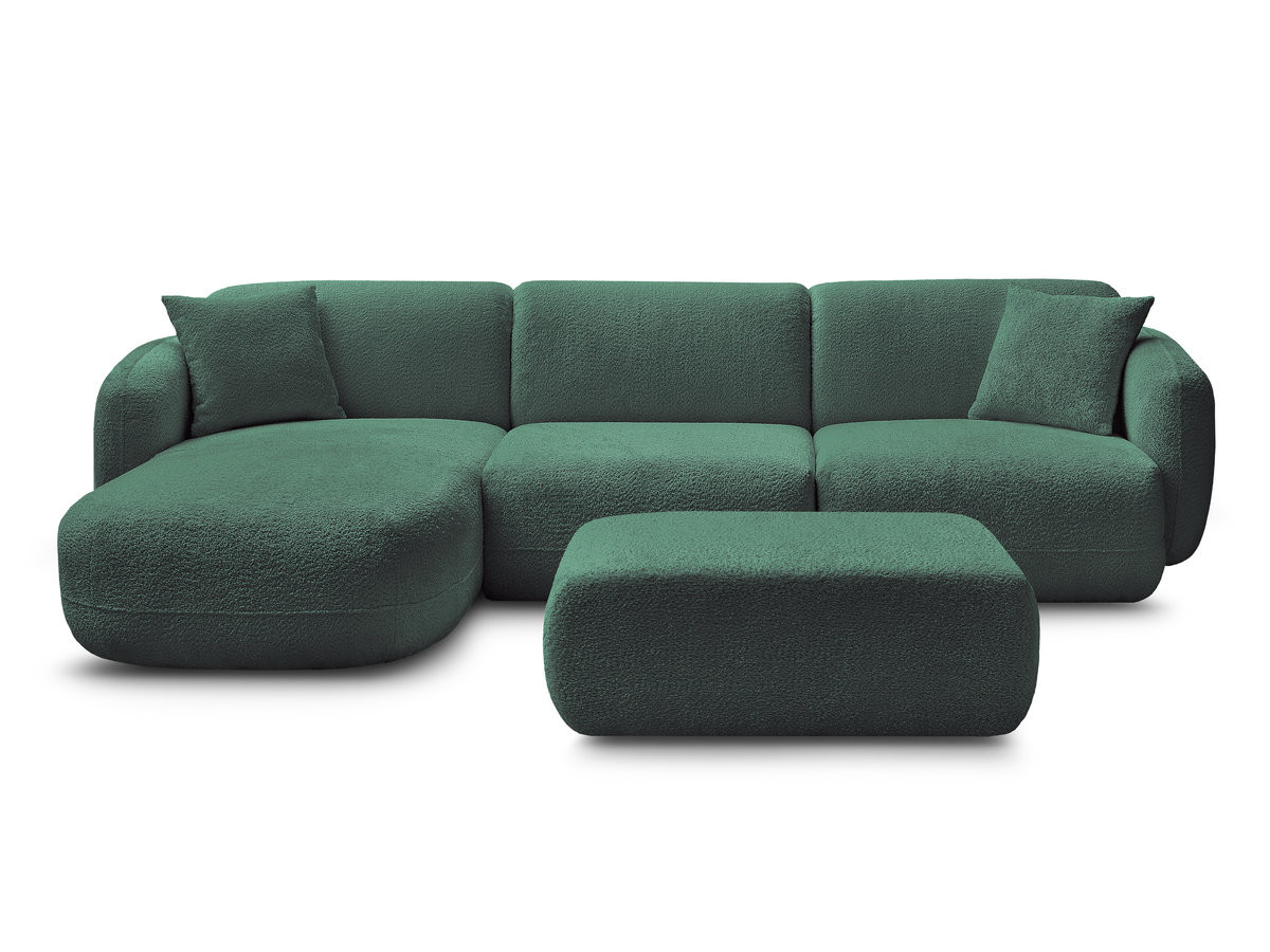 Bobochic Anda Ecksofa mit Pouf 292 × 163 cm Chenille Dunkelgrün Ecke links
