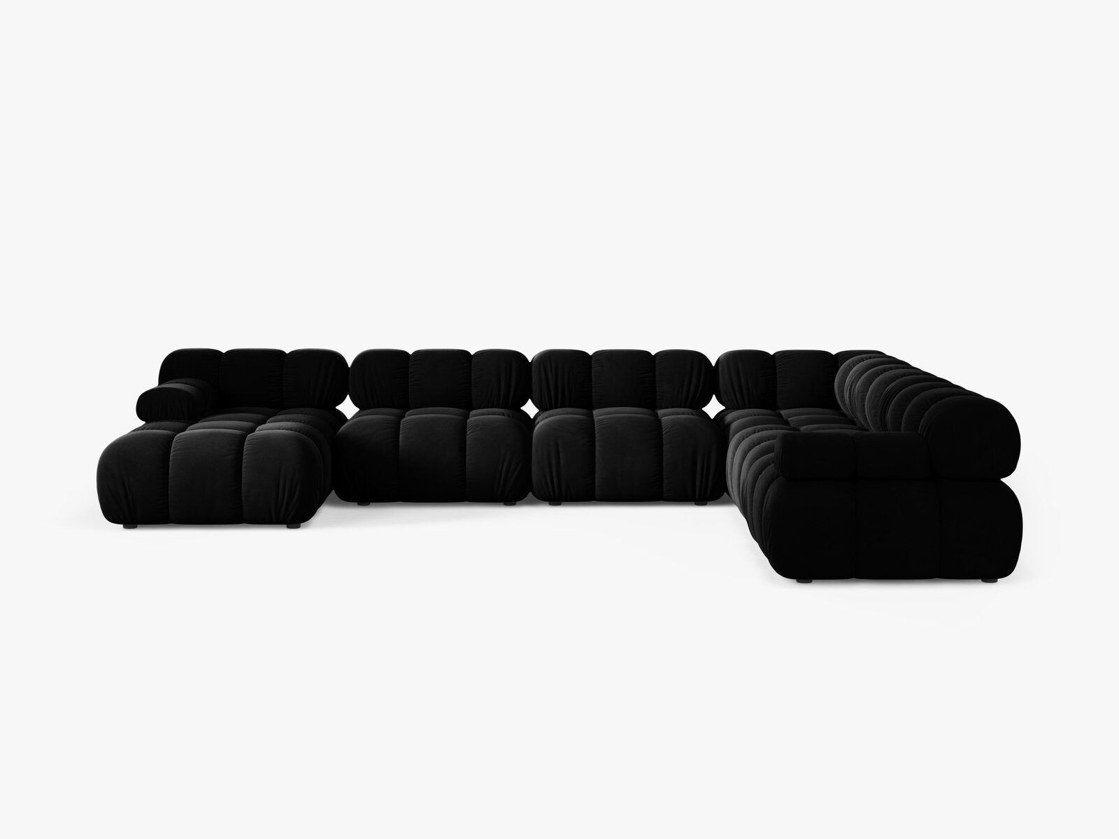 Micadoni Modulares Panorama Ecksofa Bellis 8-Sitzer Rechts Samt Venus Schwarz