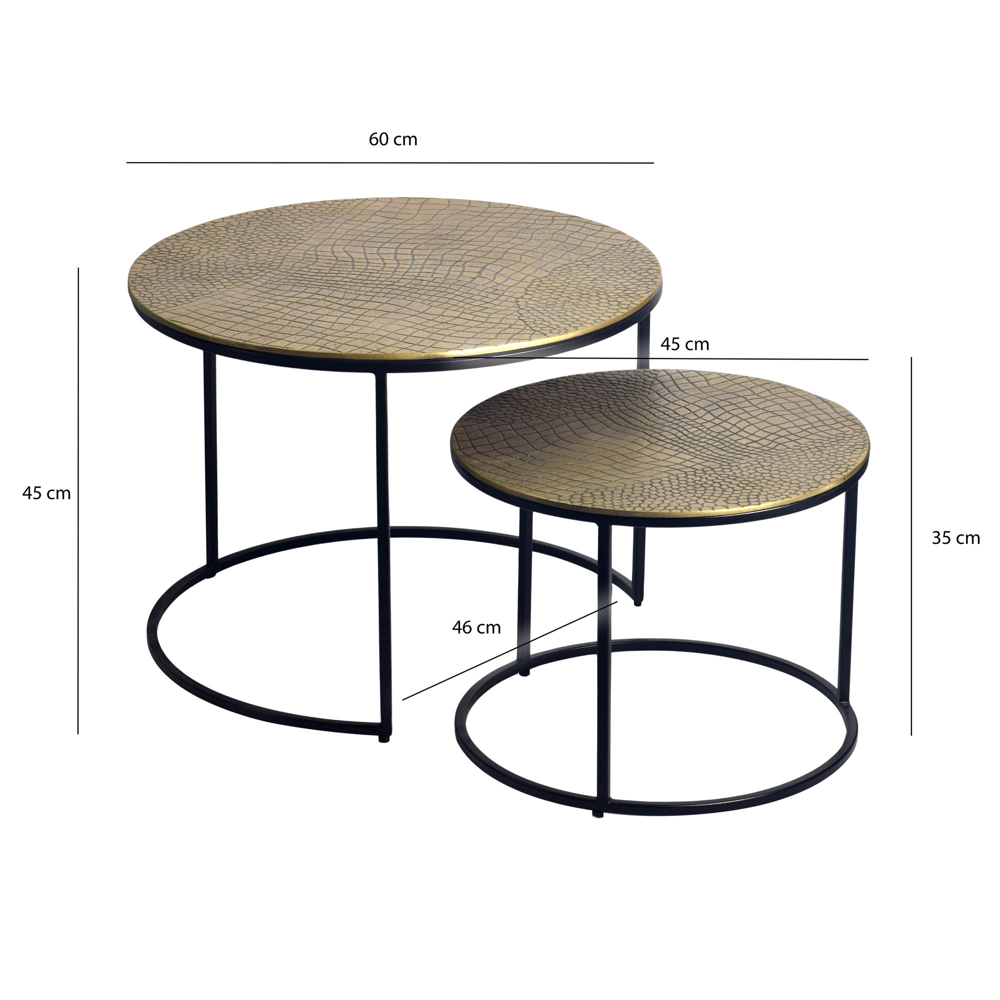 Satztisch 2er-Set Sandnes Aluminium Gold Ø 60 × H 45 cm
