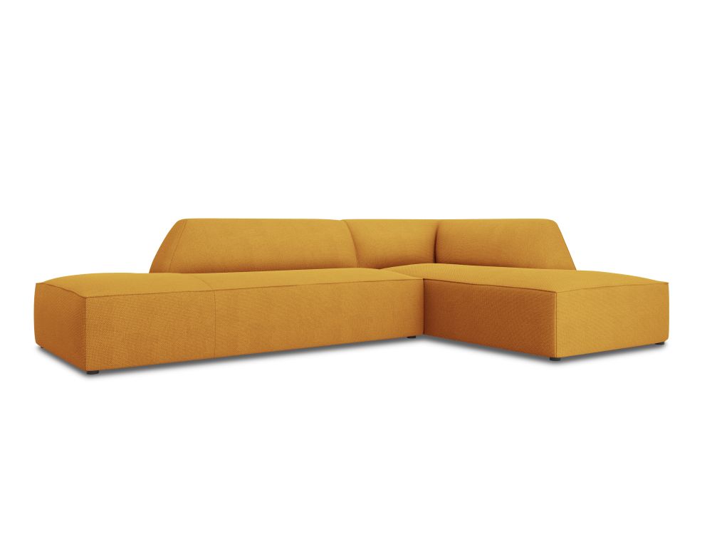 Cosmopolitan Design Ecksofa Siena 4-Sitzer offen Strukturierter Stoff Ottawa Gelb Rechts