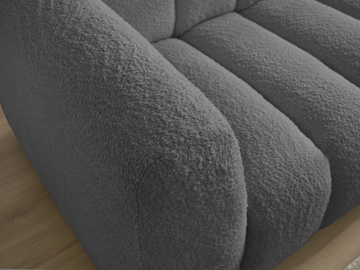 Bobochic Talia Ecksofa Bouclé-Stoff Dunkelgrau Ecke rechts