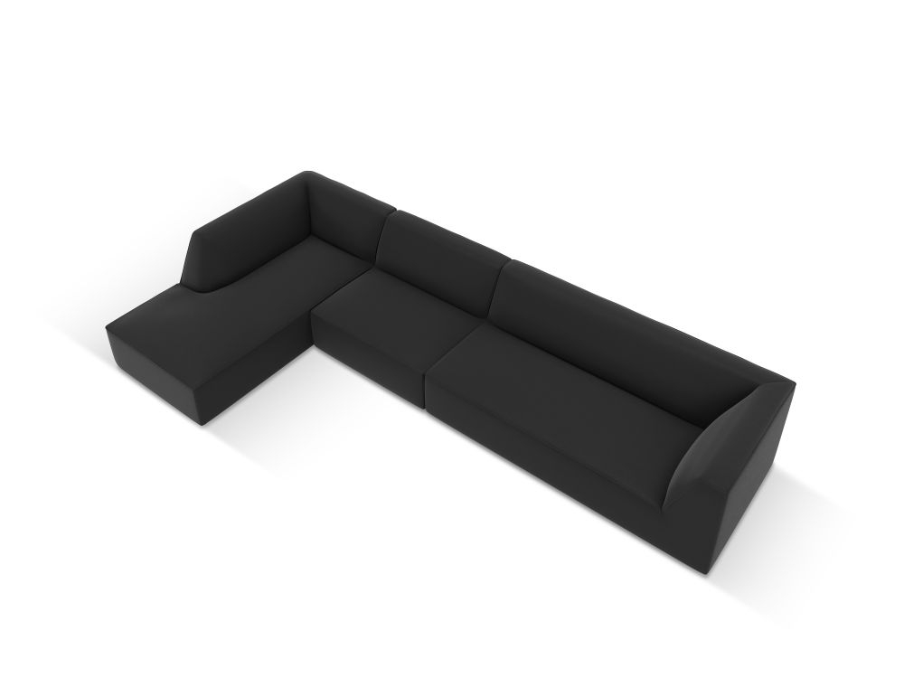 Cosmopolitan Design Ecksofa Siena 5-Sitzer Kunstleder Pacifico Schwarz Links