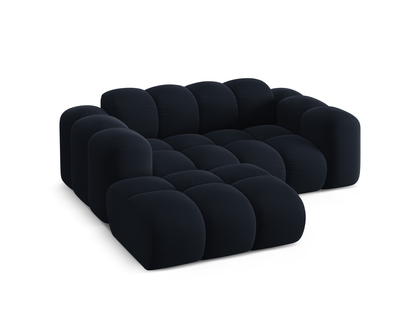 Cosmopolitan Design Ecksofa Treno 2-Sitzer Samt Bluvel Dunkelblau Links