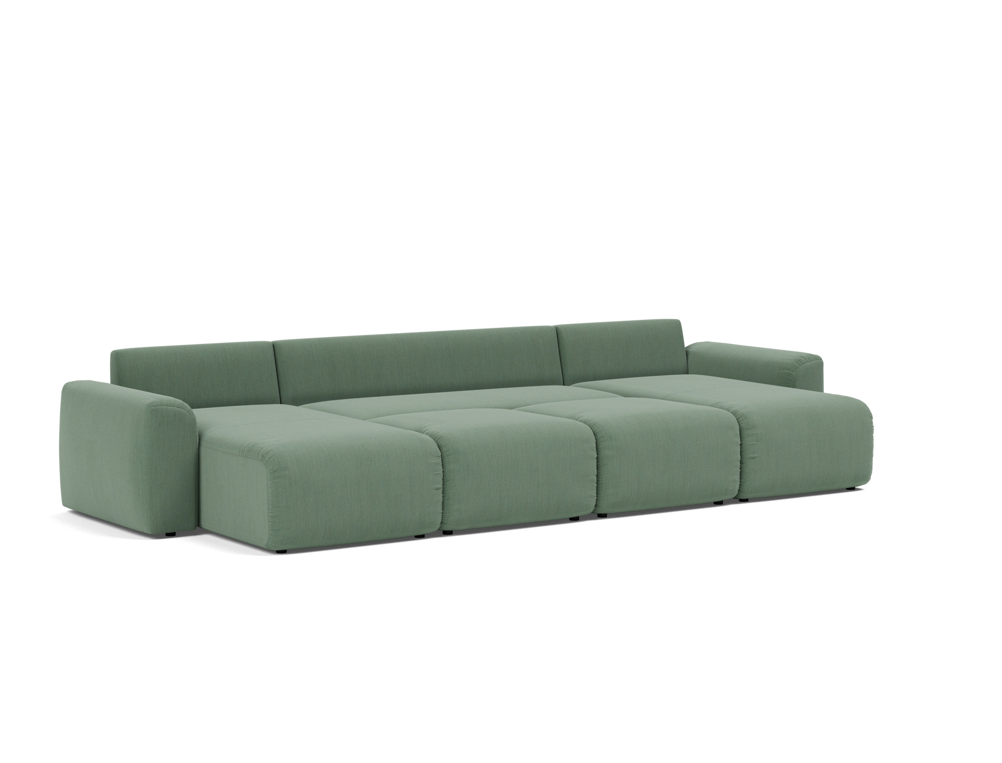 Schlafsofa Norum U-Form mit Chunky-Armlehnen Flachgewebe Elegance 518-Green
