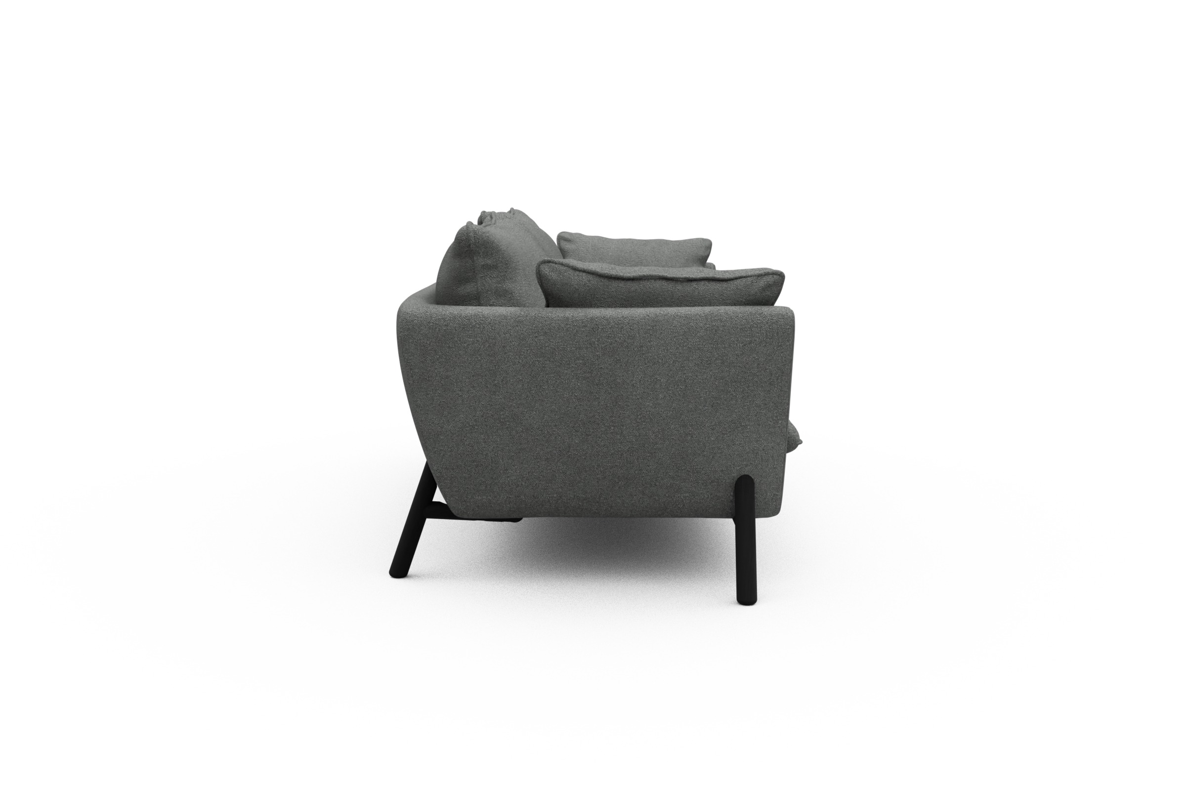 Sofa Emil PREMIUM 3-Sitzer Beinfarbe Eiche Schwarz Boucle-Ash-Grey