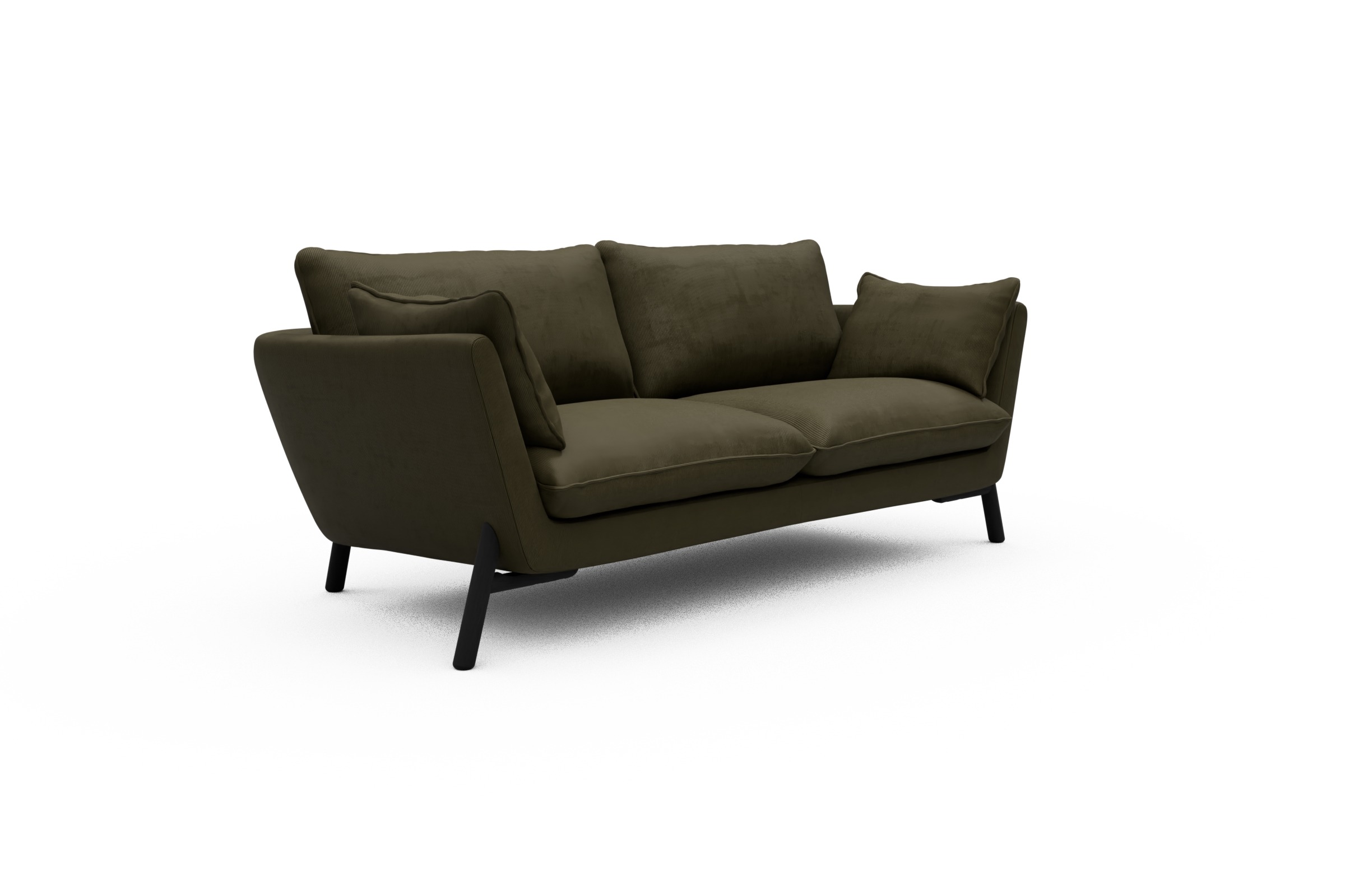 Sofa Emil 2-Sitzer Beinfarbe Eiche Schwarz Cordufine-Pine-Green
