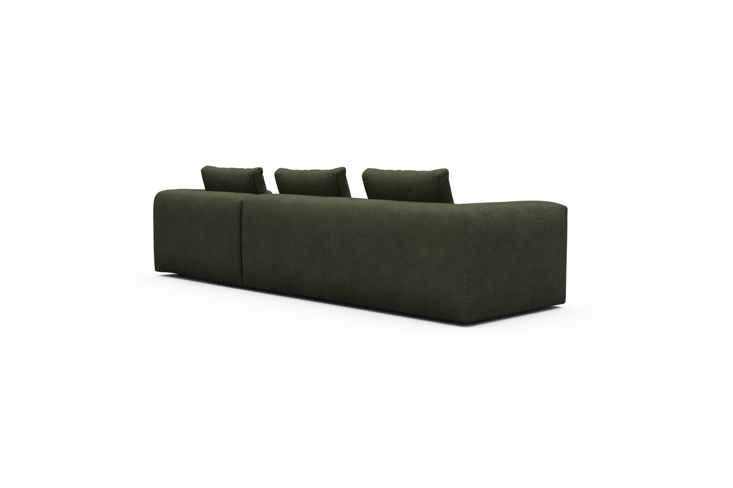 Ecksofa Fred Chaiselongue rechts mit 2,5-Sitzer Boucle-Forest-Green