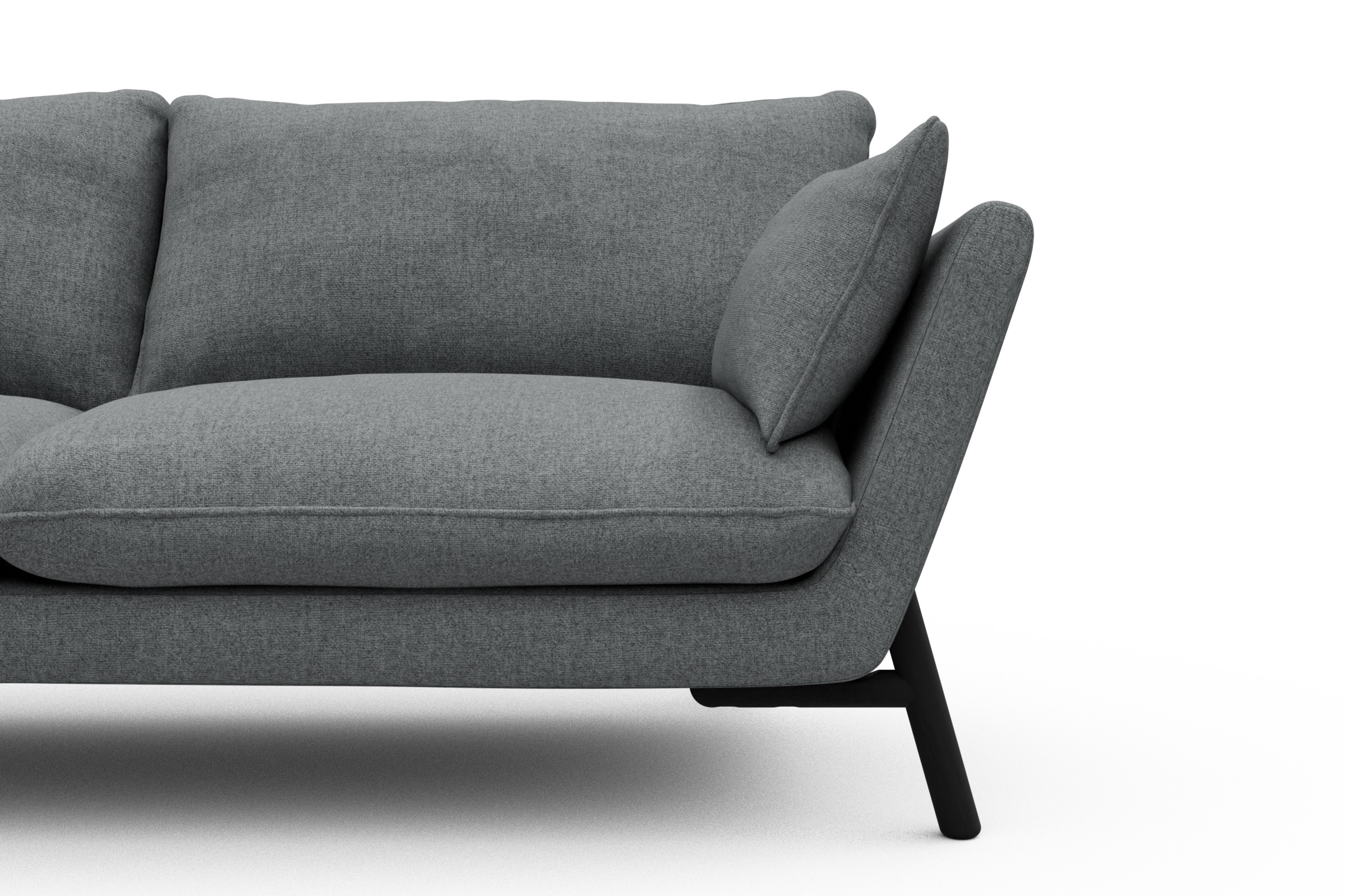 Sofa Emil 3-Sitzer Beinfarbe Eiche Schwarz Casone-Gravel-Grey