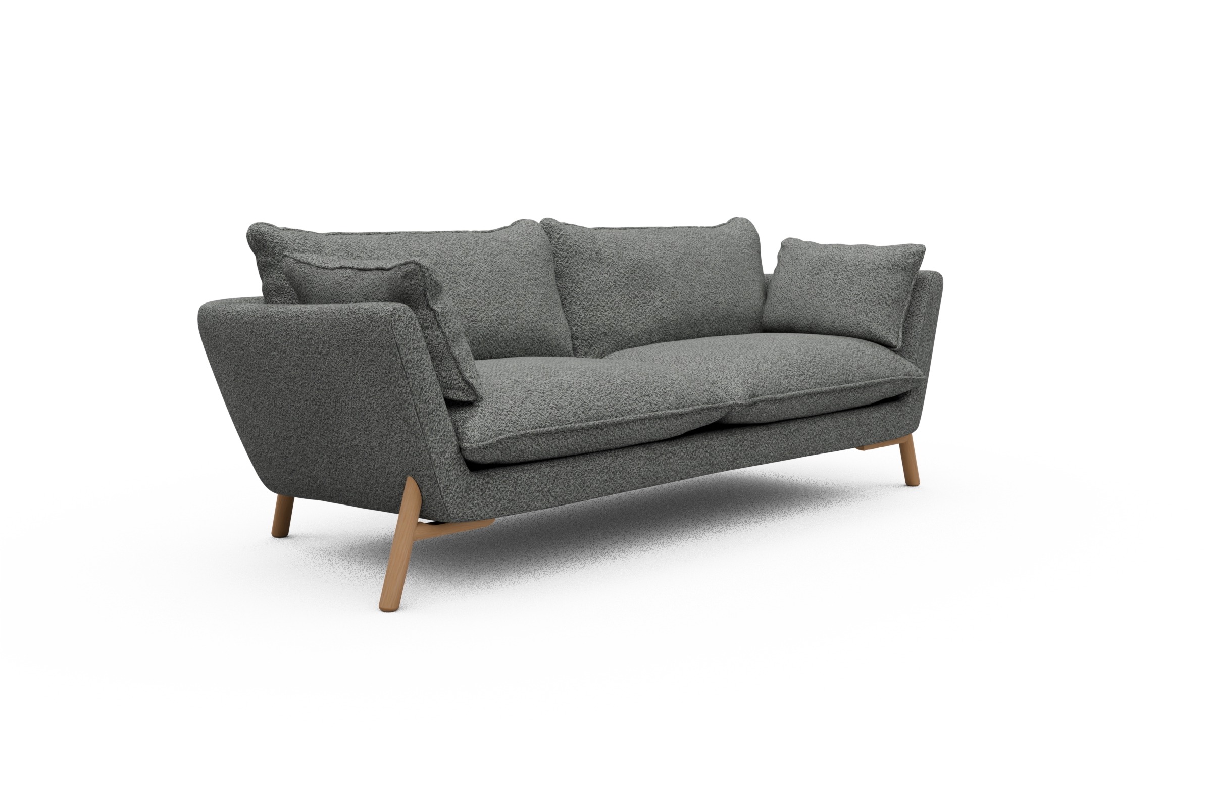 Sofa Emil PREMIUM 3-Sitzer Beinfarbe Eiche Natur Vanora-Warm-Grey