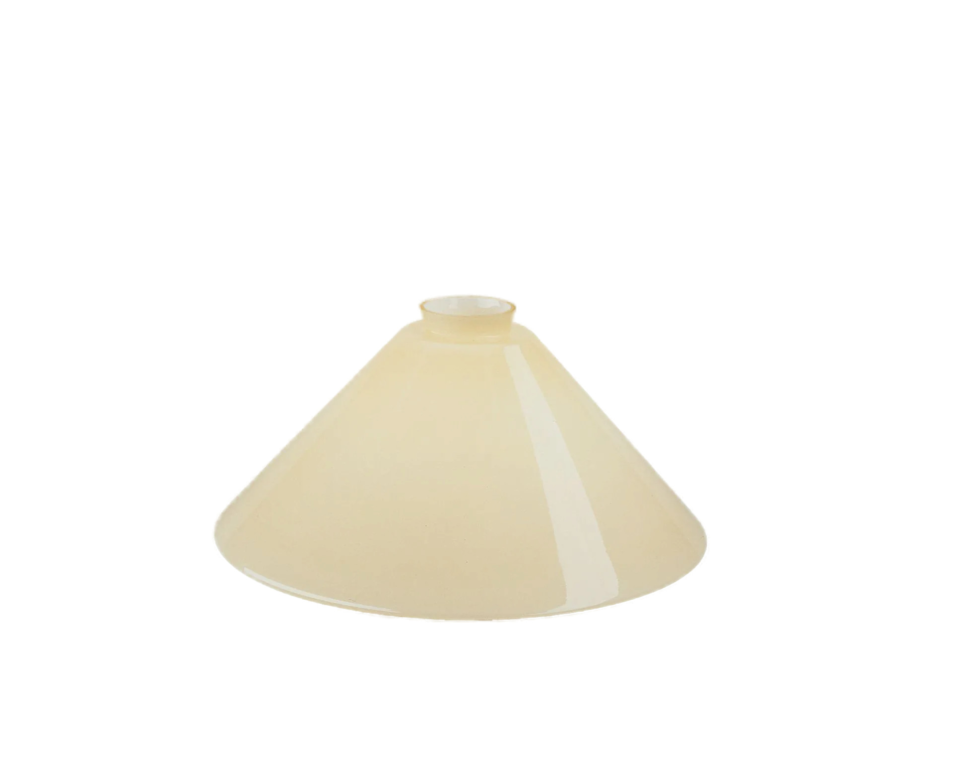 Berliner Messinglampen Glasschirm Nr. 70 Kegelform, Elfenbein