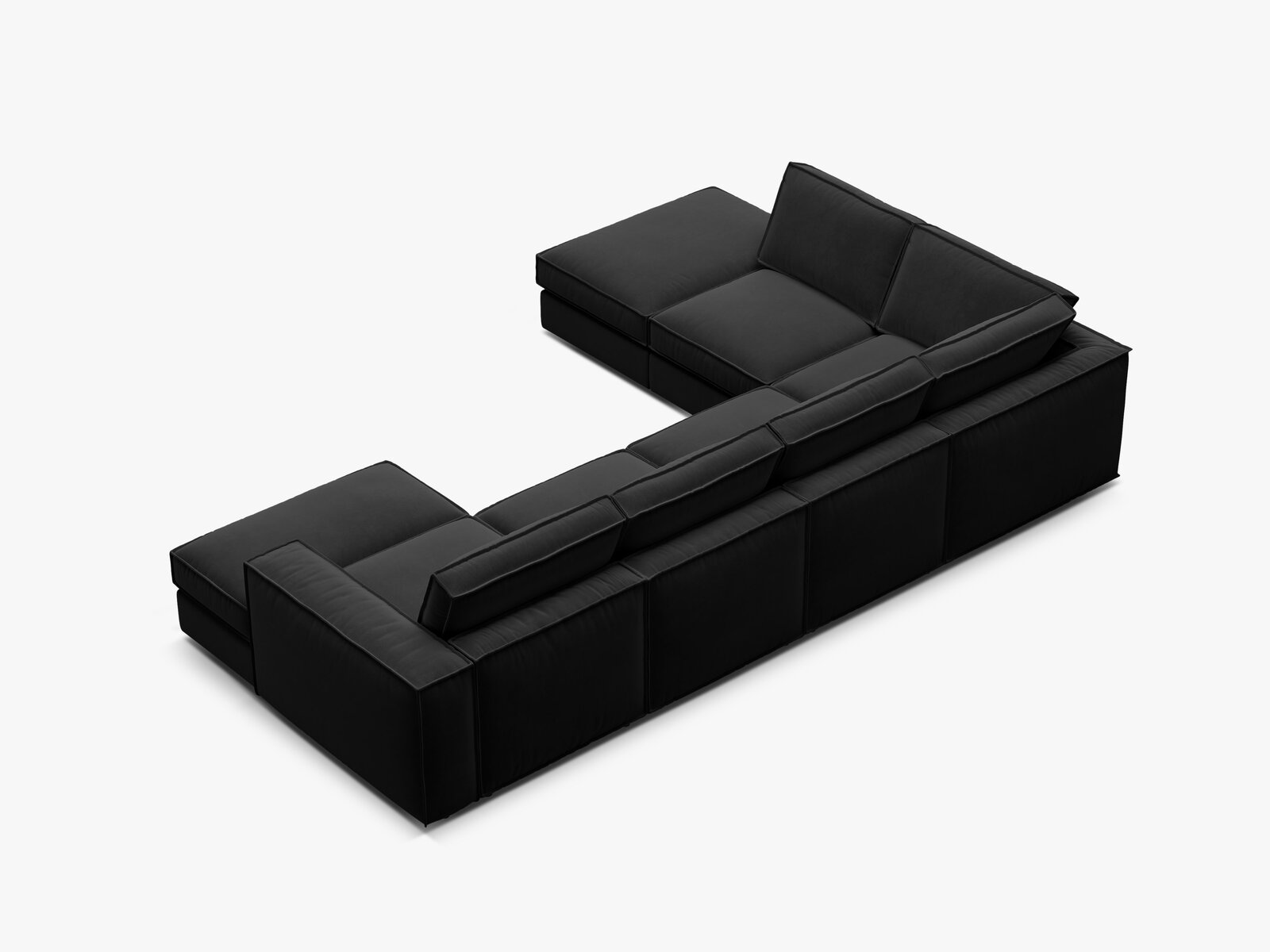 Micadoni modulares Panorama Ecksofa Pola 5-Sitzer Links Samt Salvador Schwarz