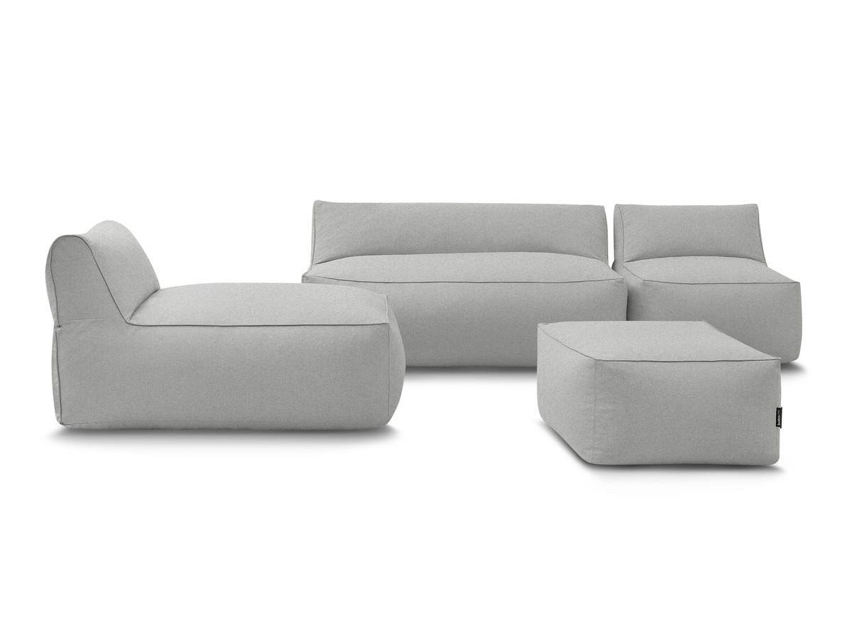 Bobochic Riviera Gartensofa 5-Sitzer mit Pouf Stoff Hellgrau