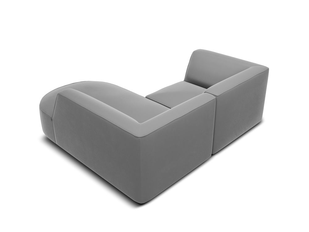 Cosmopolitan Design Ecksofa Siena 3-Sitzer abgerundet Samt Salvador Grau Rechts