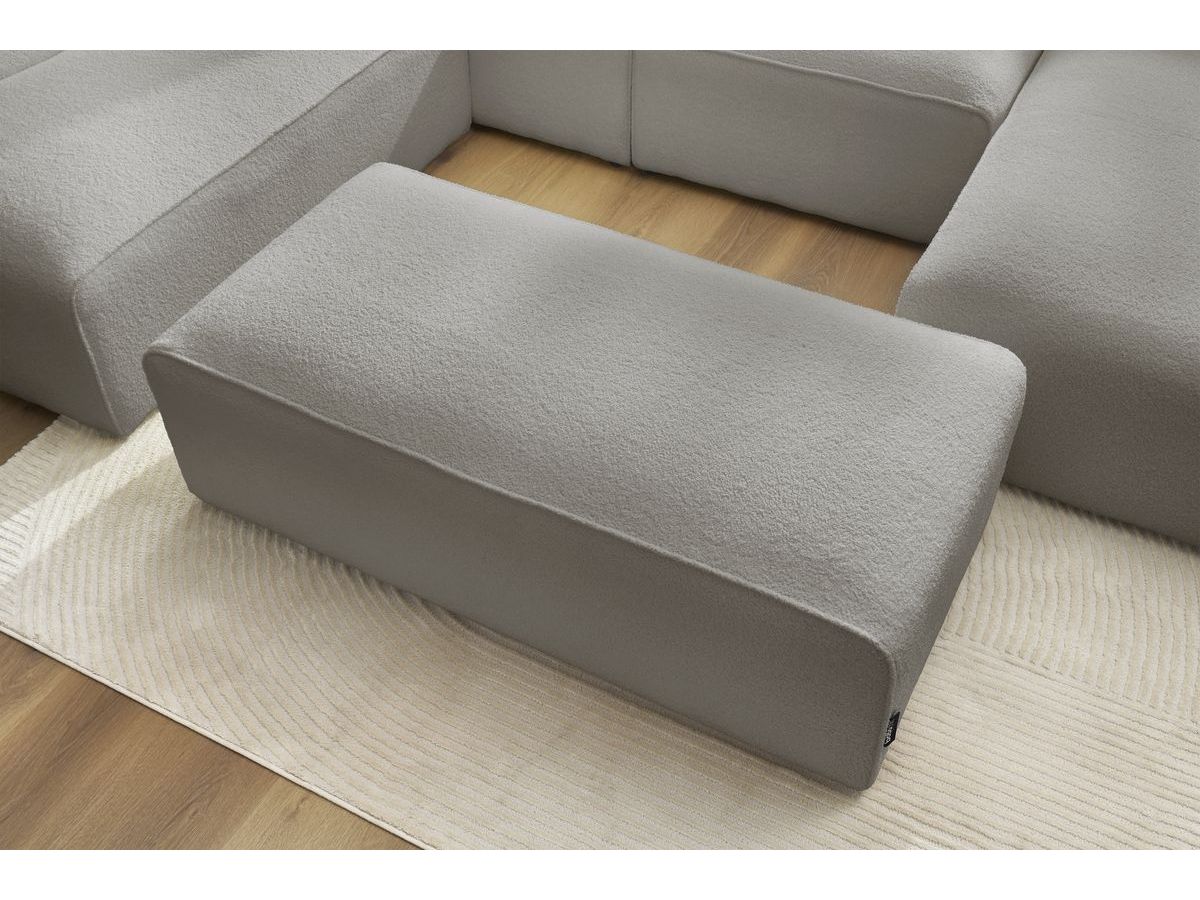 Bobochic Megeve Wohnlandschaft mit Pouf Bouclé-Stoff Hellgrau Ecke rechts