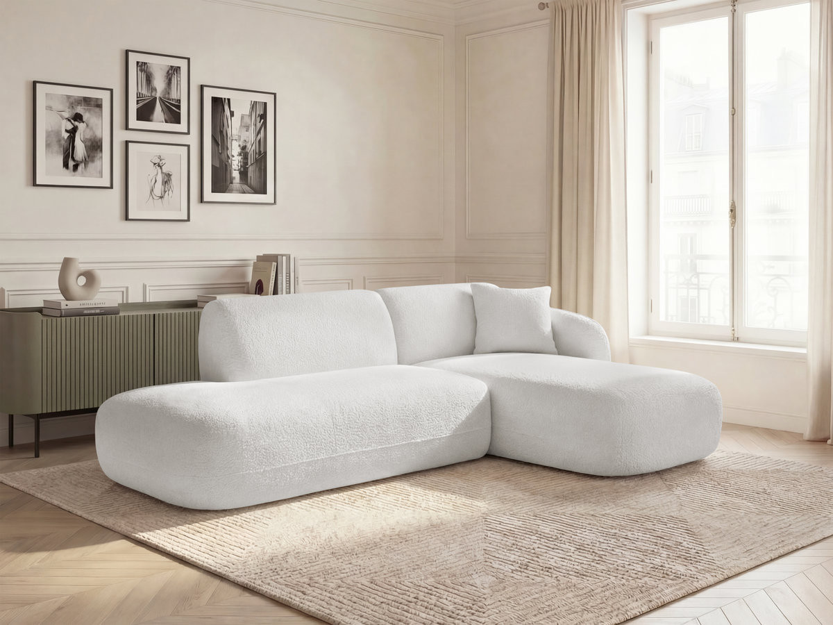 Bobochic Anda Ecksofa 241 × 163 cm Chenille Weiß Ecke rechts