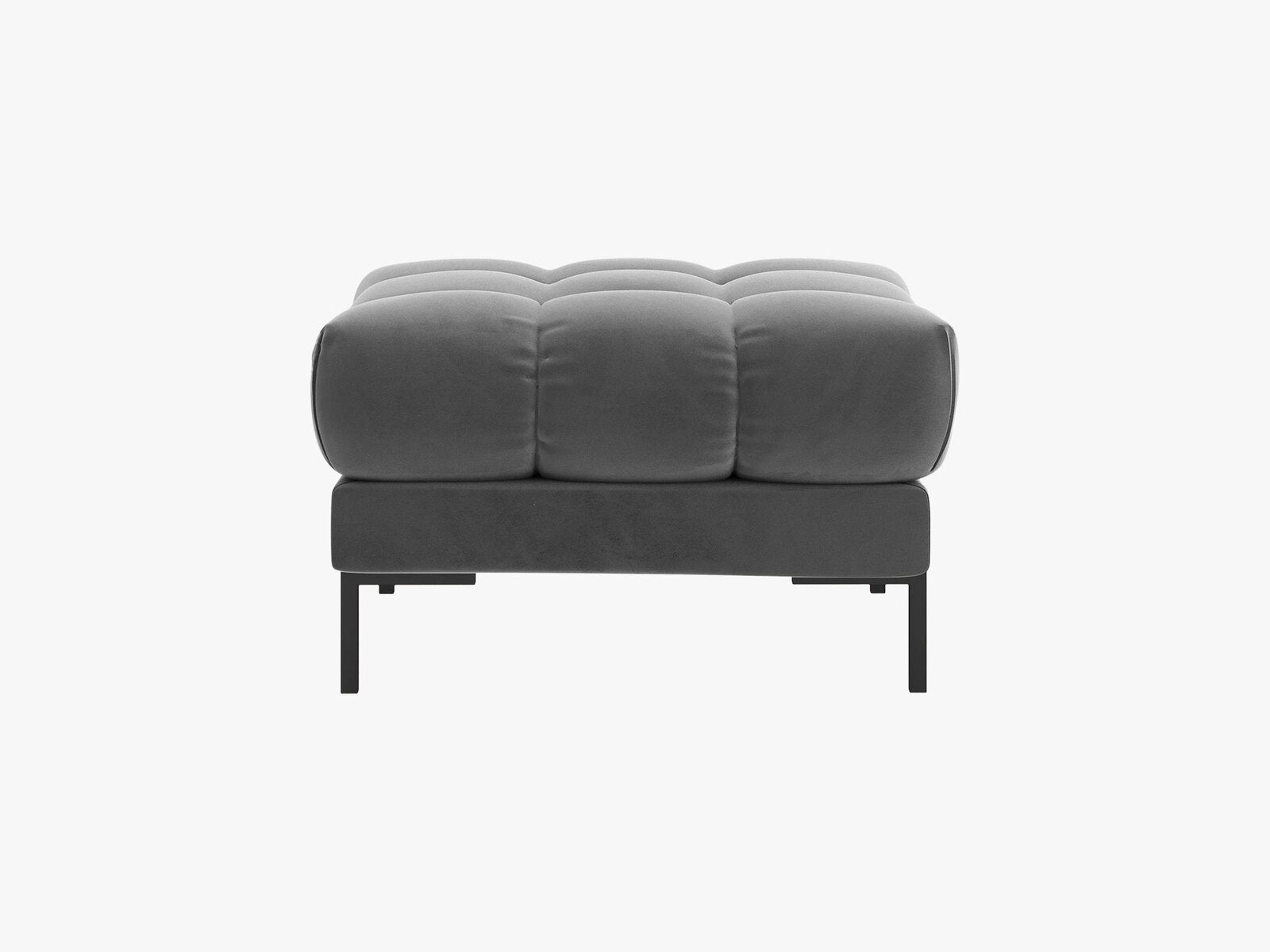 Micadoni Hocker Mamaia 1-Sitzer Samt Bluvel Hellgrau schwarze Beine