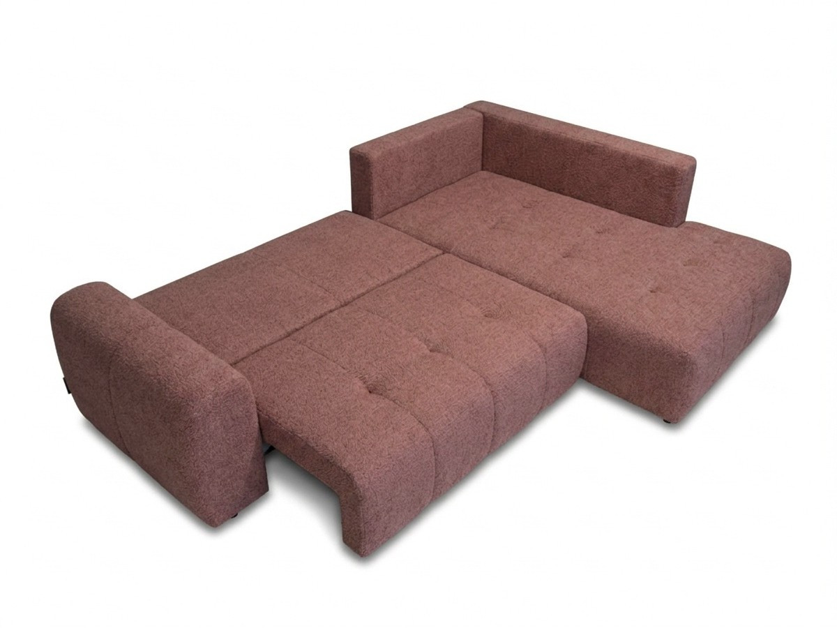 Bobochic Roxelane Ecksofa mit Schlaffunktion und Bettkasten Melange-Stoff Rot Ecke rechts