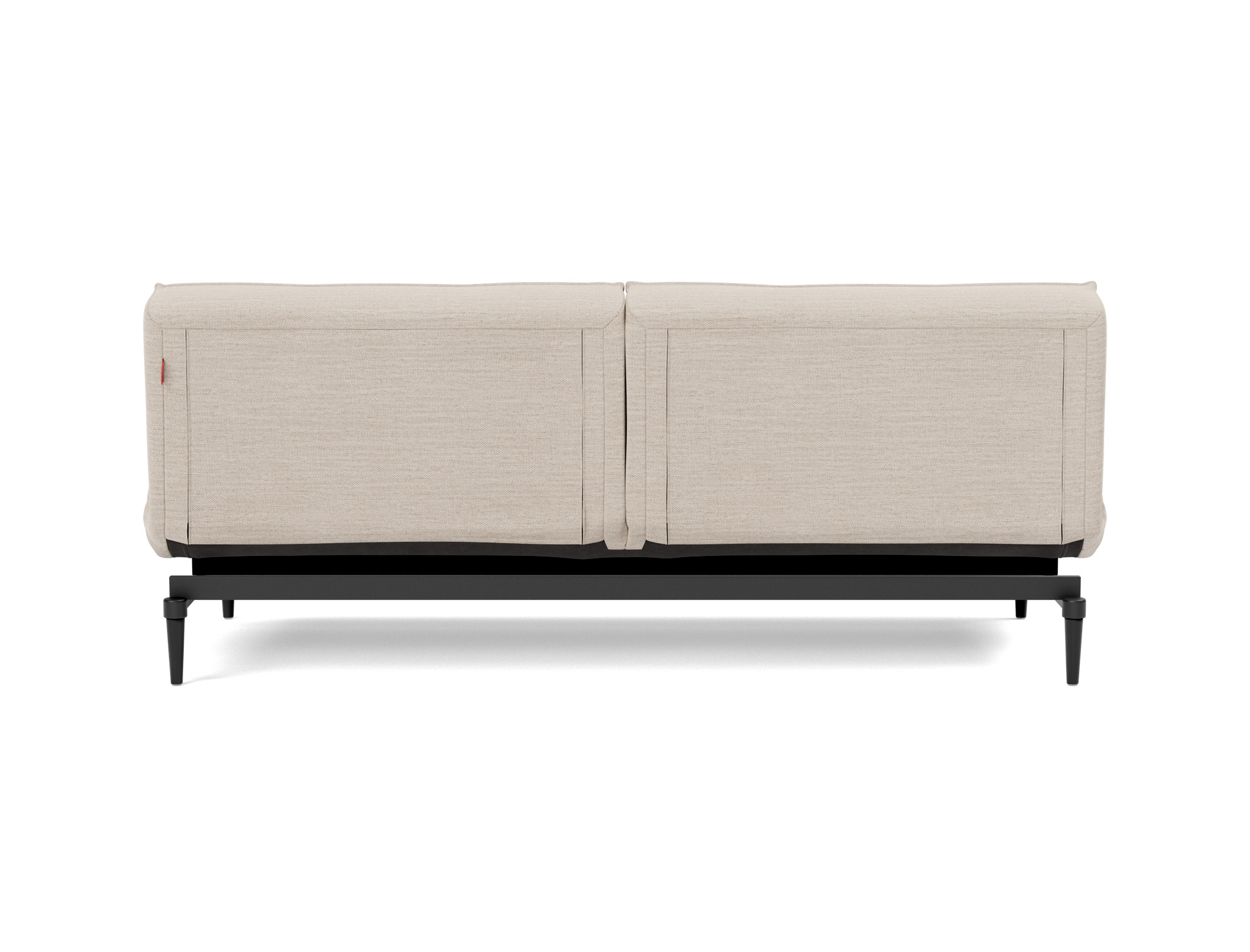 Schlafsofa Splitback Webstoff Blida 612-Sand-Grey Beine Styletto Eiche schwarz