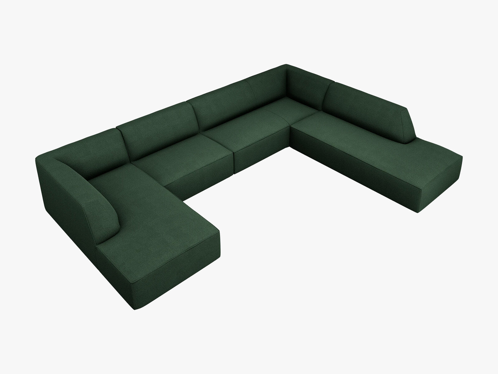 Micadoni Panorama-Ecksofa Ruby 7-Sitzer Rechts Strukturierter Stoff Ottawa Grün