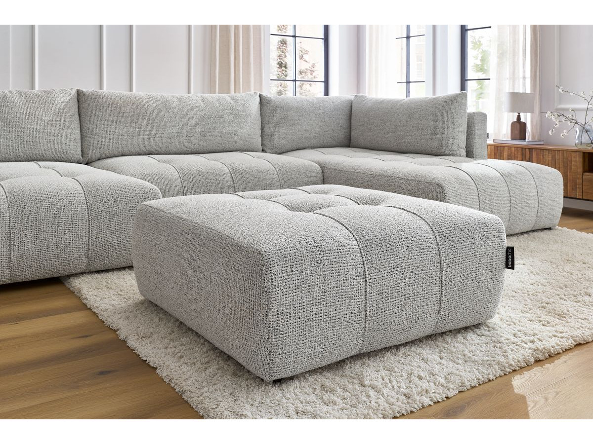Bobochic Arsene Wohnlandschaft mit Pouf Melange-Stoff Hellgrau Ecke rechts