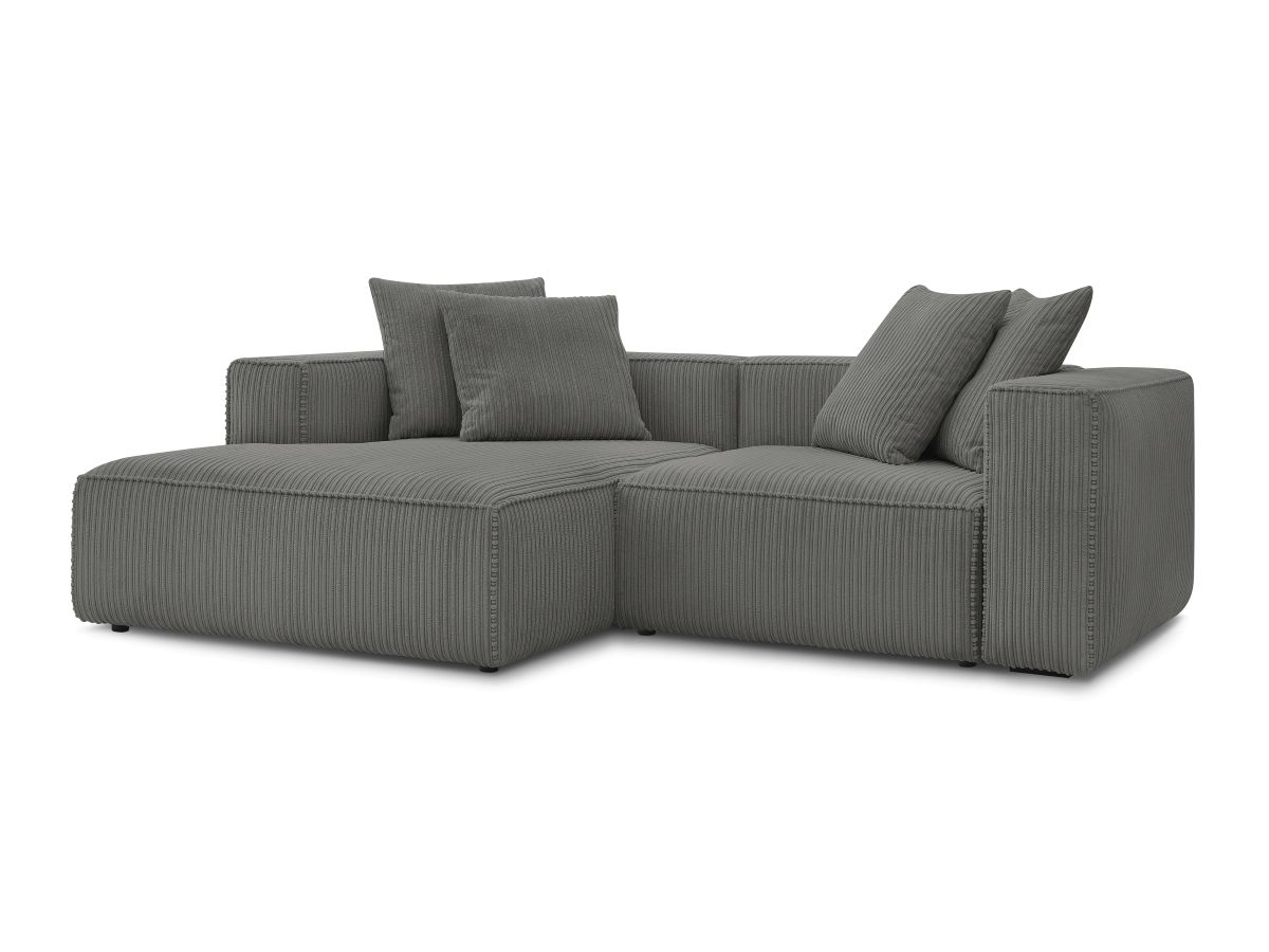 Bobochic Nina Ecksofa Cordsamt Dunkelgrau Ecke links