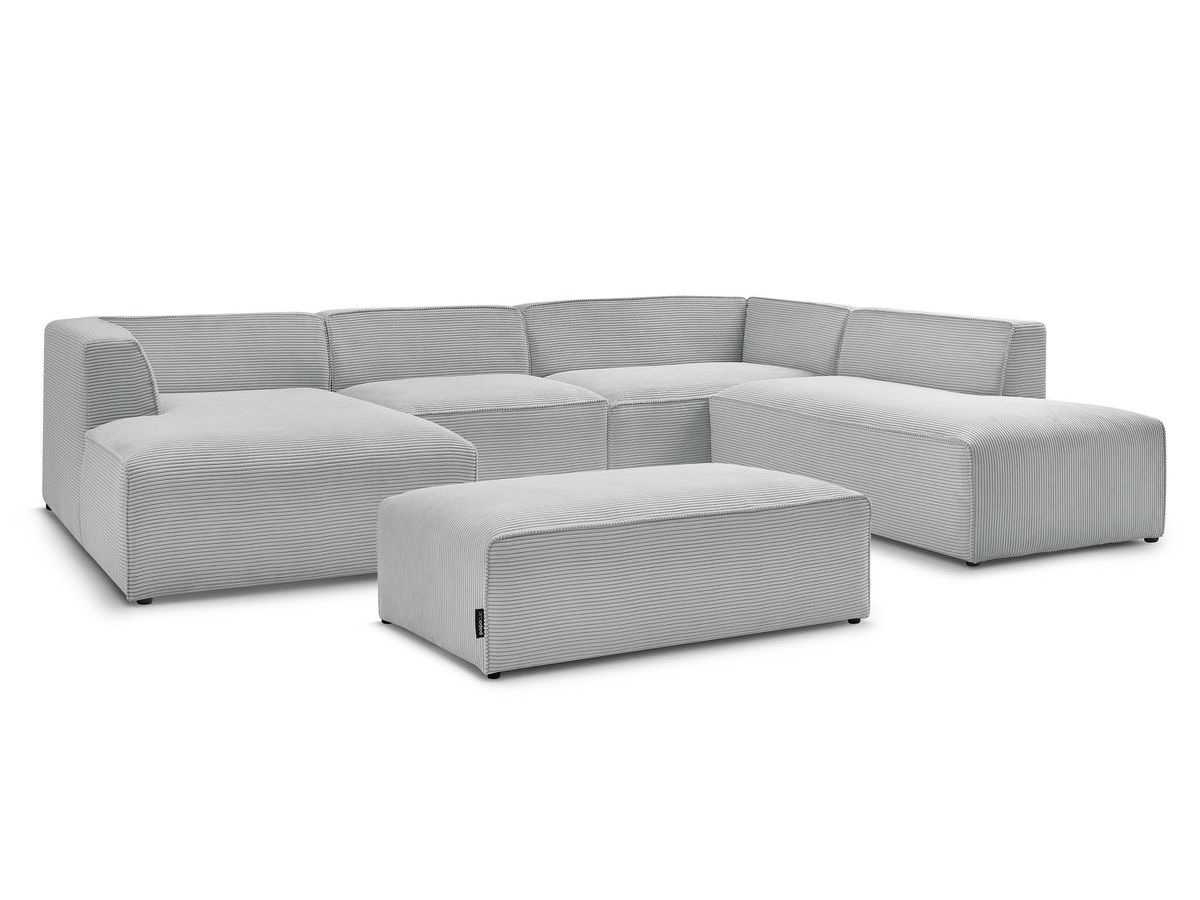 Bobochic Megeve Wohnlandschaft mit Pouf Cordsamt Hellgrau Ecke links