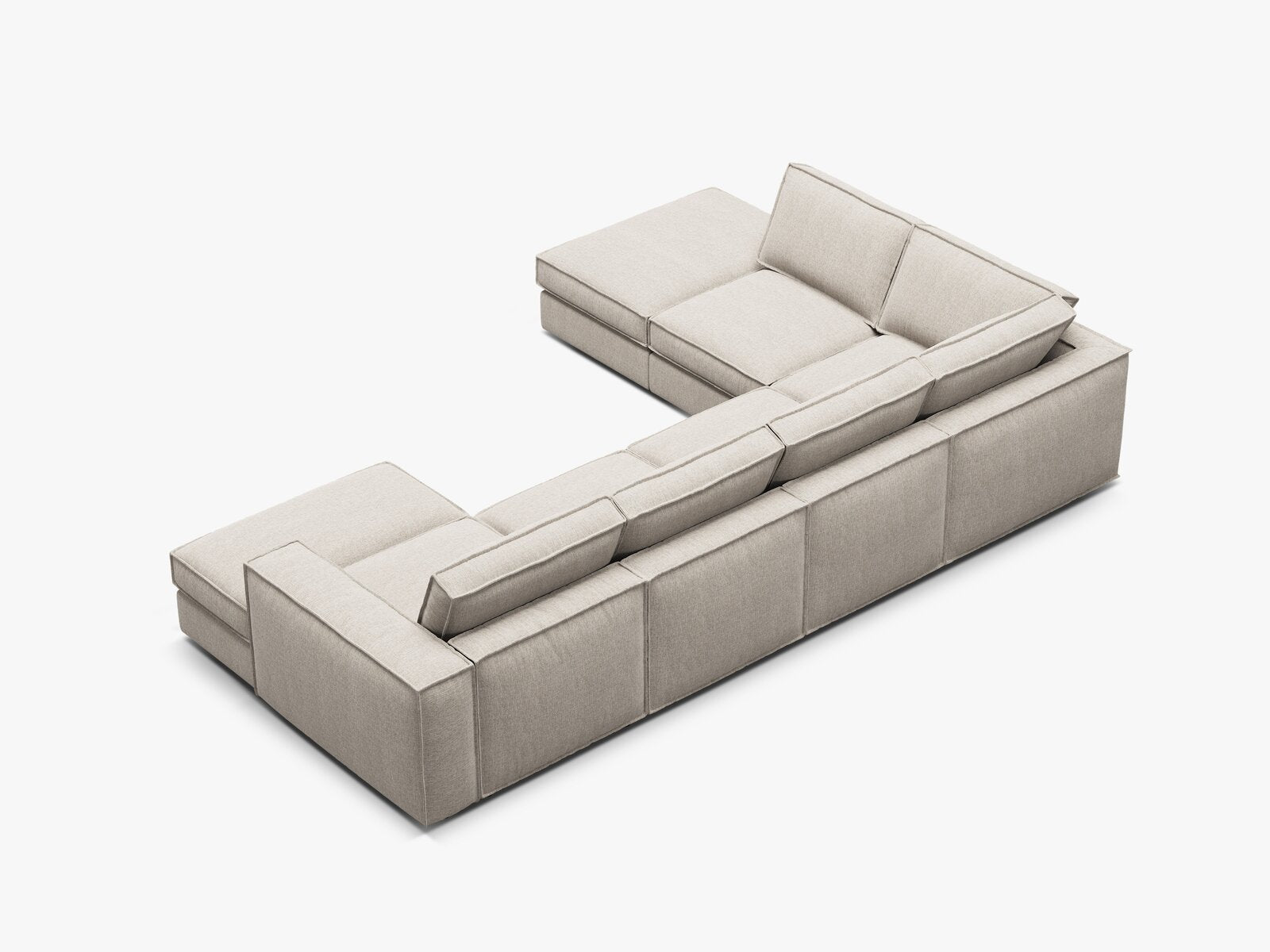Micadoni modulares Panorama Ecksofa Pola 5-Sitzer Links Strukturierter Stoff Babel Sand